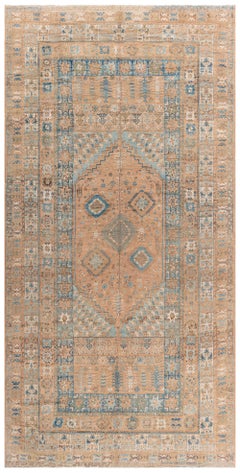 Vintage Marokkanisch Orange Blau Handgefertigter Teppich