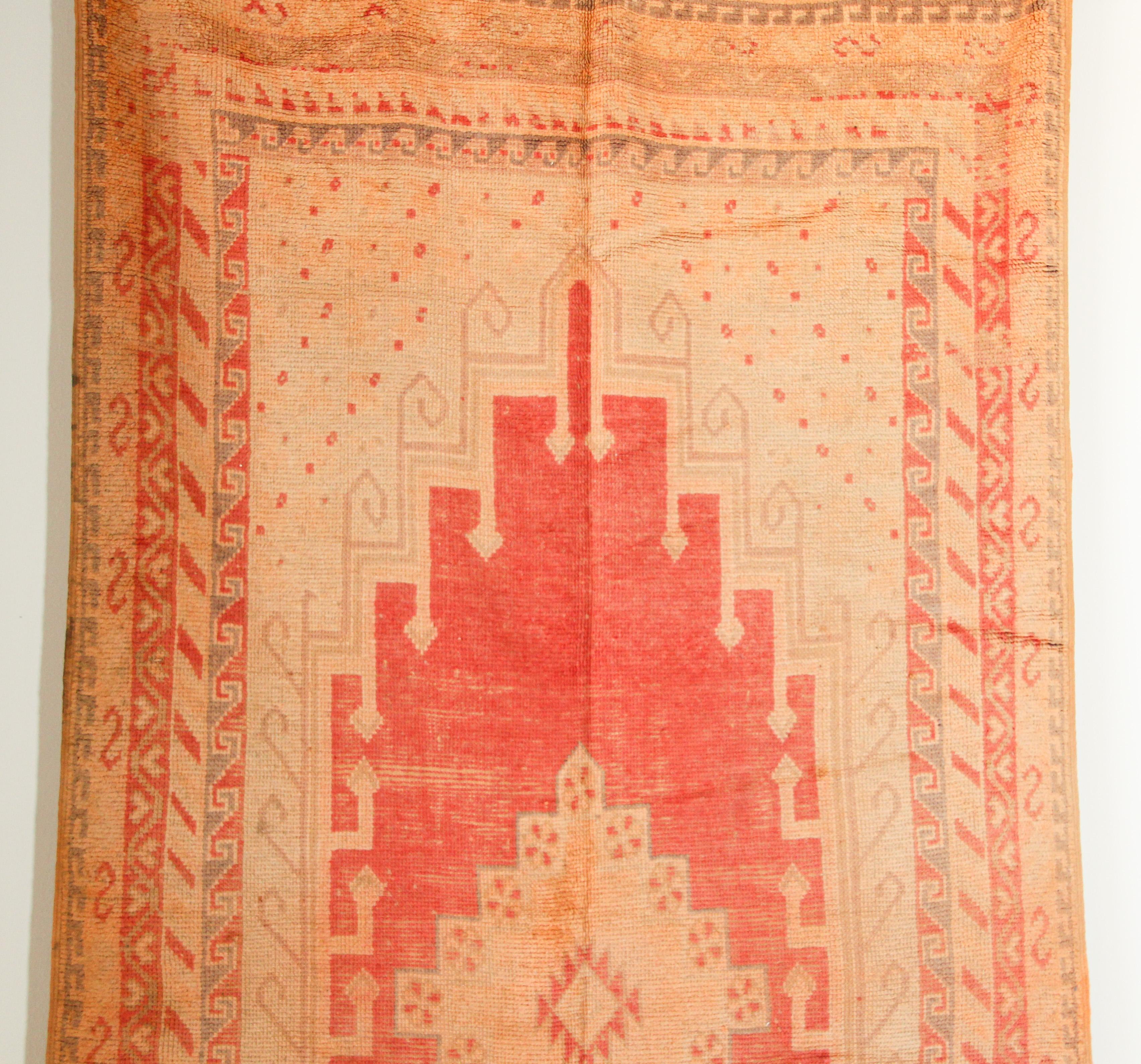 Vegetable Dyed Vintage Moroccan Berber Tribal Rug, circa 1960 For Sale