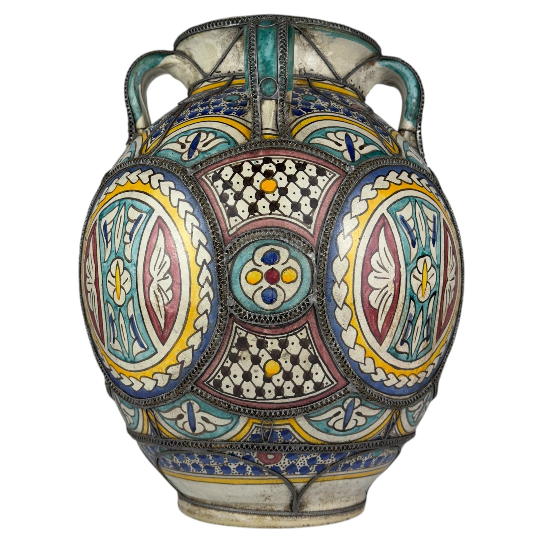 Vintage Moroccan Palatial Pottery Vase, Morocco 1930-50ss