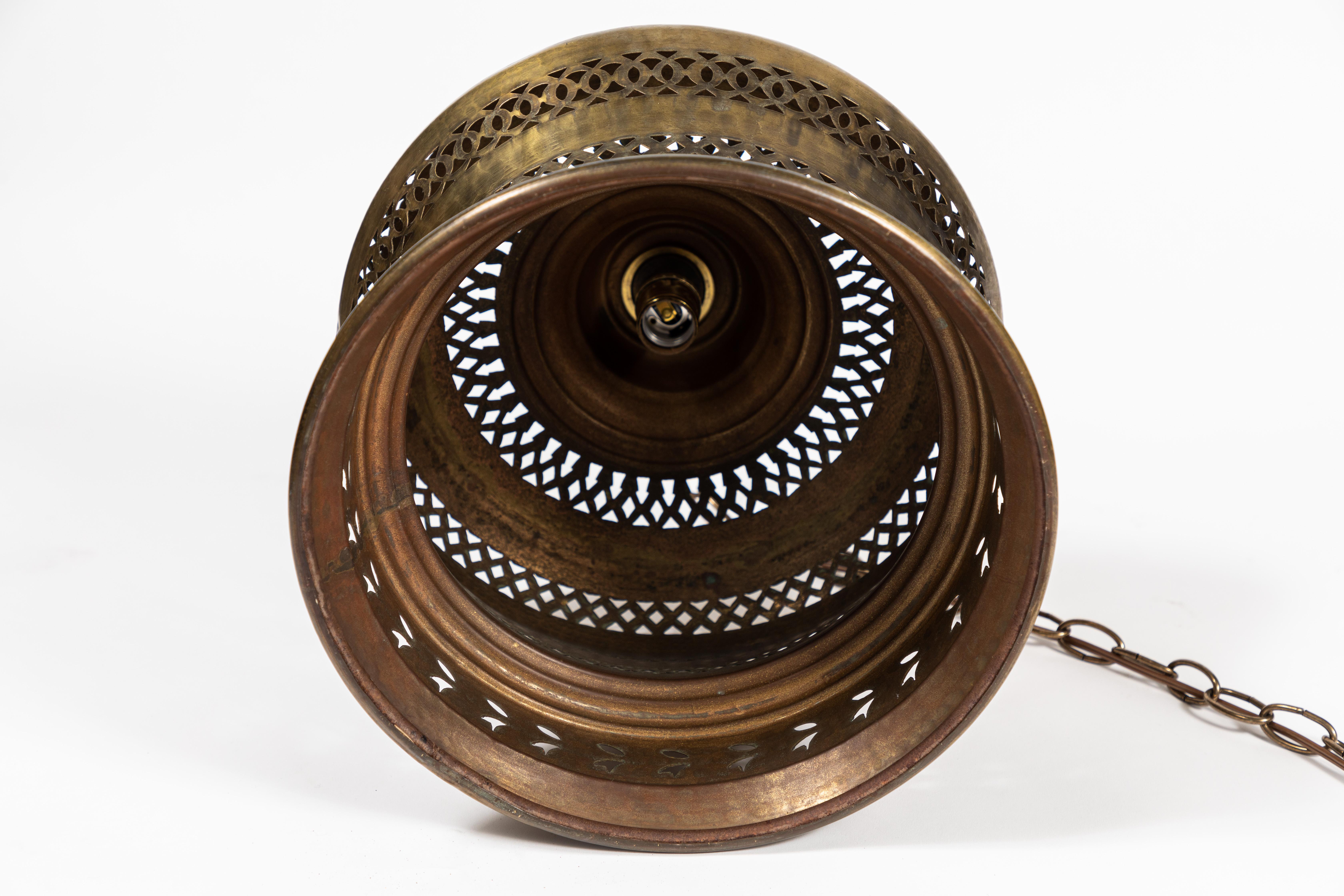 Vintage Moroccan Pierced Brass Hanging Lantern 8