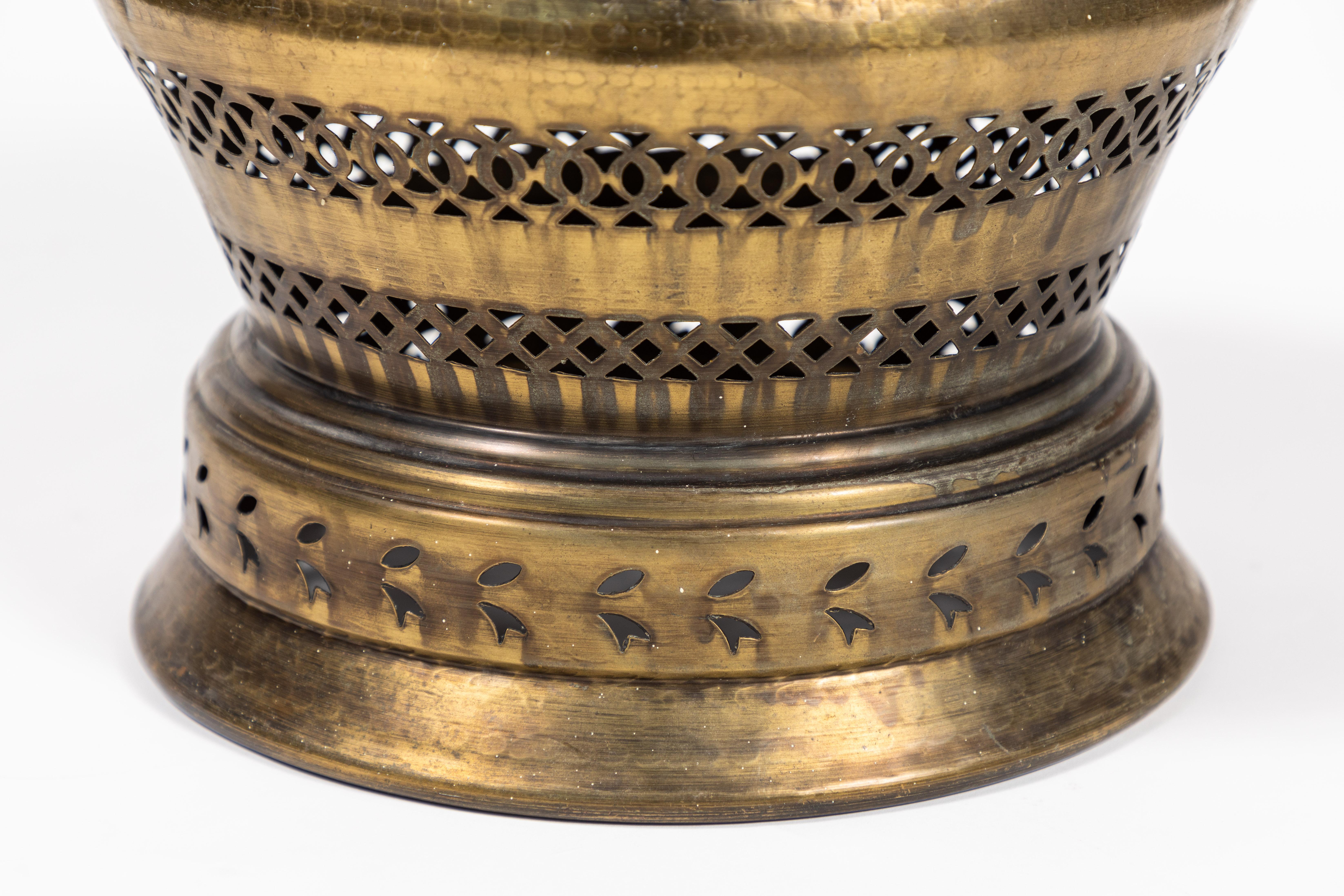 Vintage Moroccan Pierced Brass Hanging Lantern 1