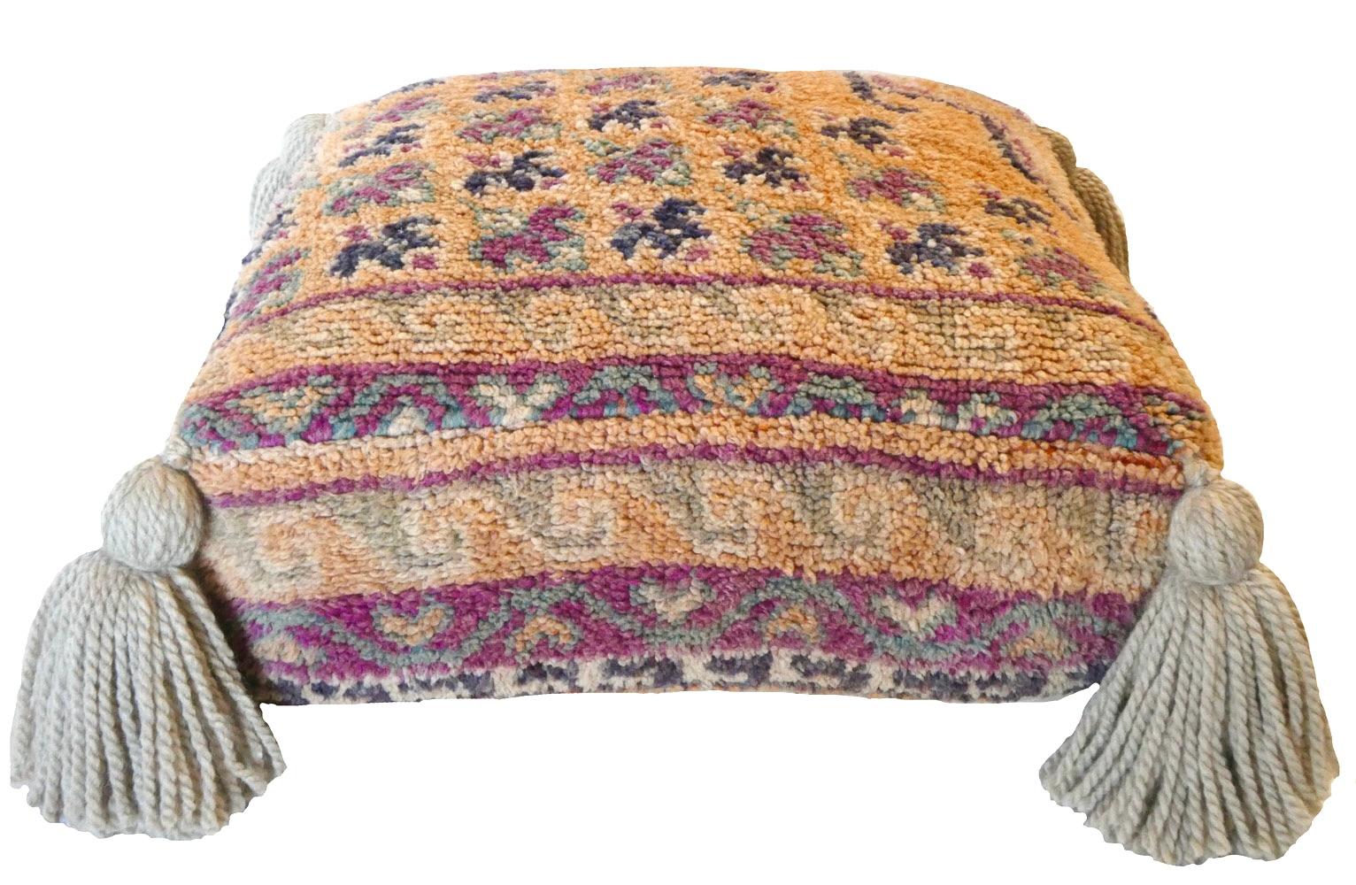 Marocchino Cuscino da terra Pouf marocchino vintage in lana in vendita