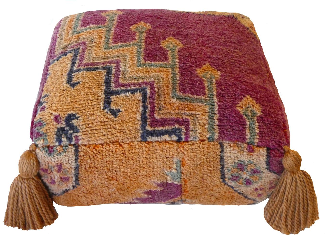Puf marroquí vintage de lana Cojín de suelo en Bueno estado para la venta en Los Angeles, CA