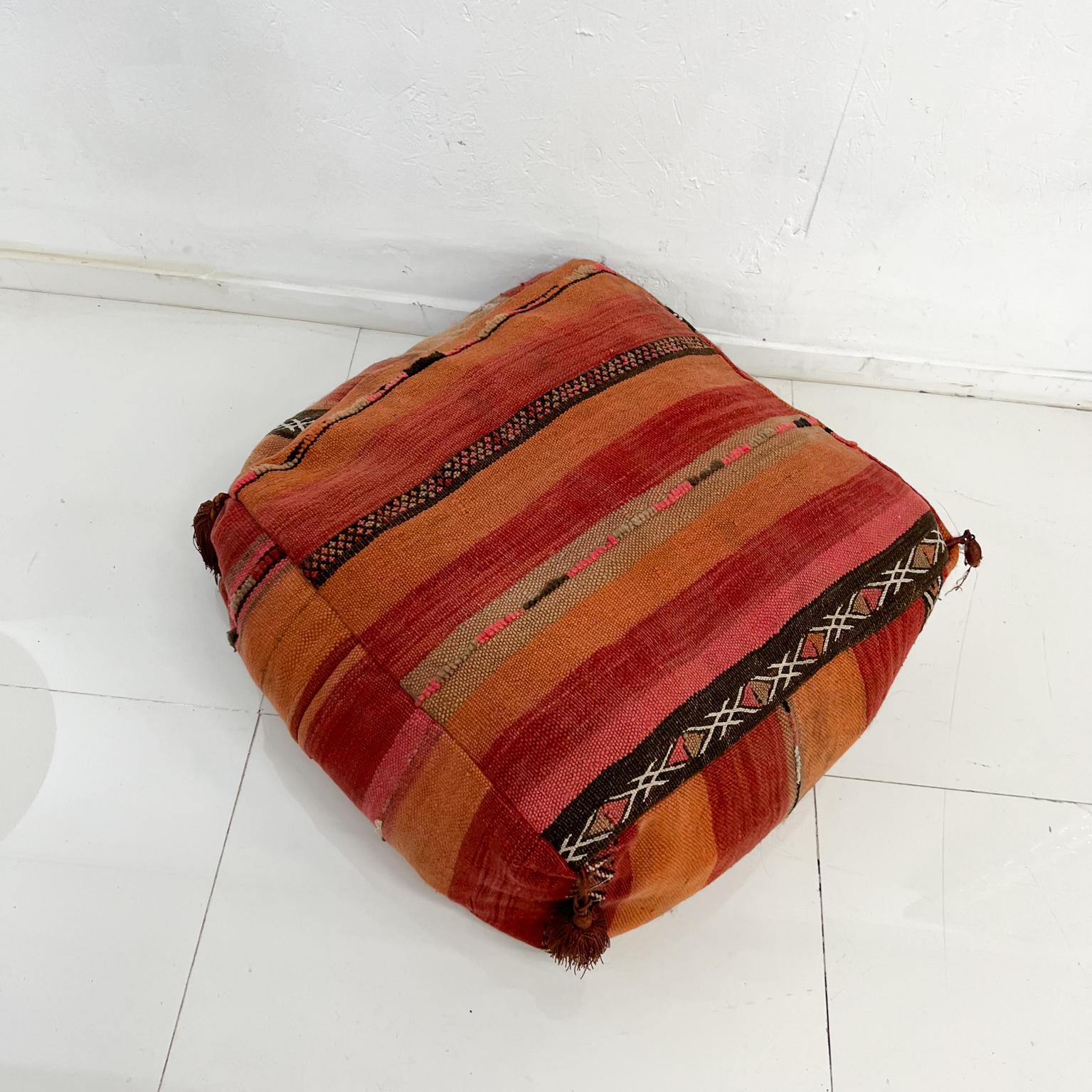 Fabric Vintage Moroccan Pouf Kilim Floor Pillow Cushion For Sale