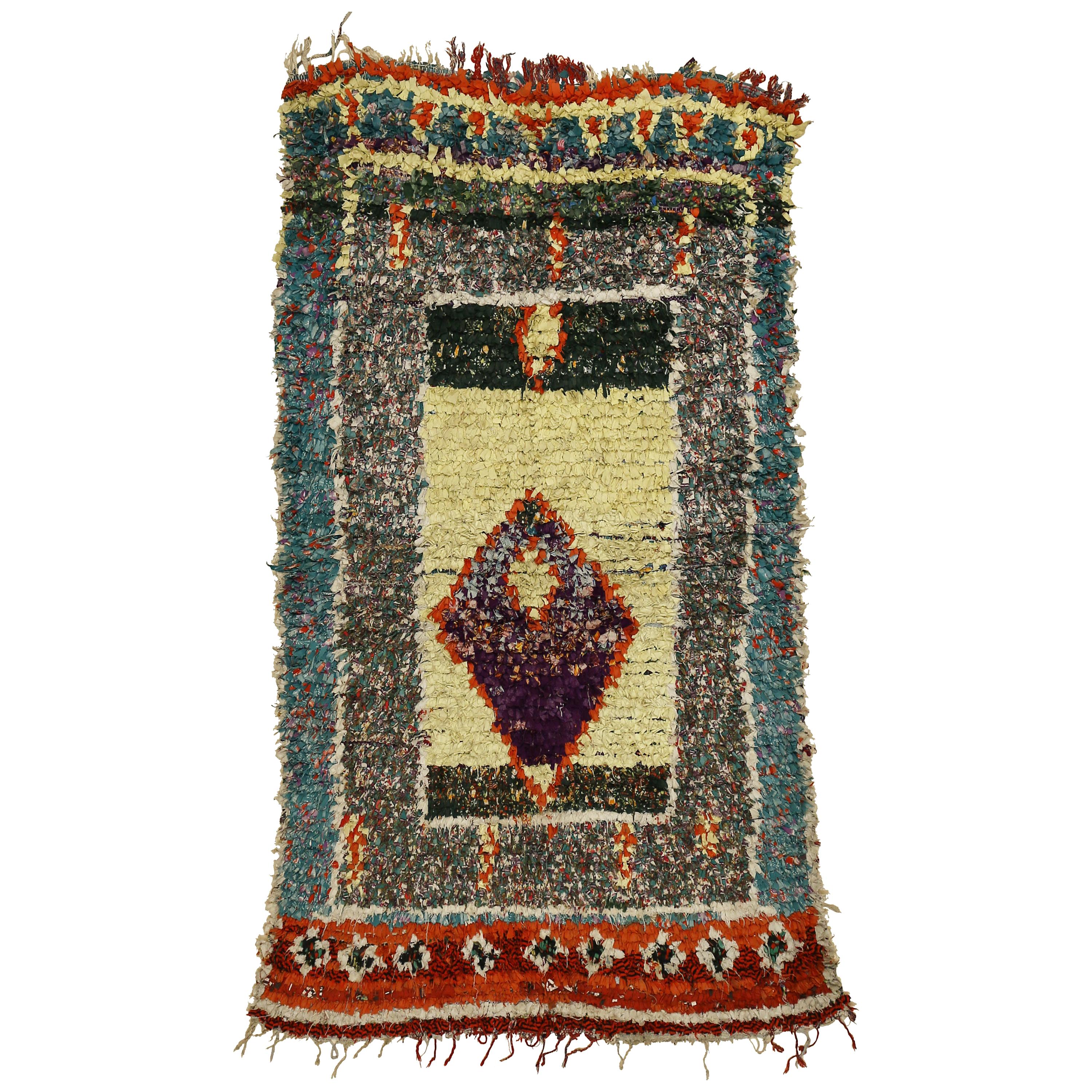 Vintage Moroccan Colorful Abstract Boujad Berber Rug For Sale