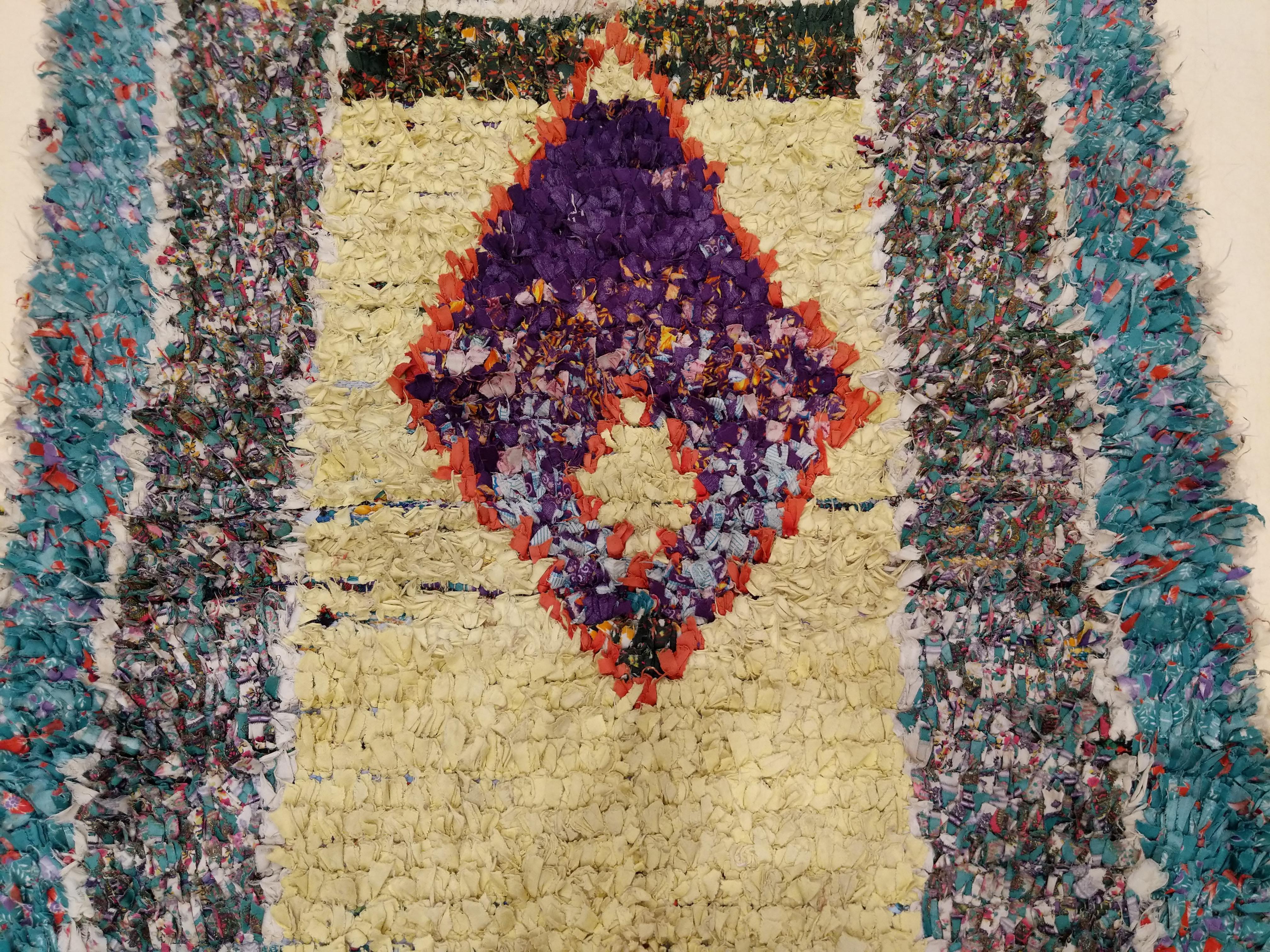 20th Century Vintage Moroccan Colorful Abstract Boujad Berber Rug For Sale