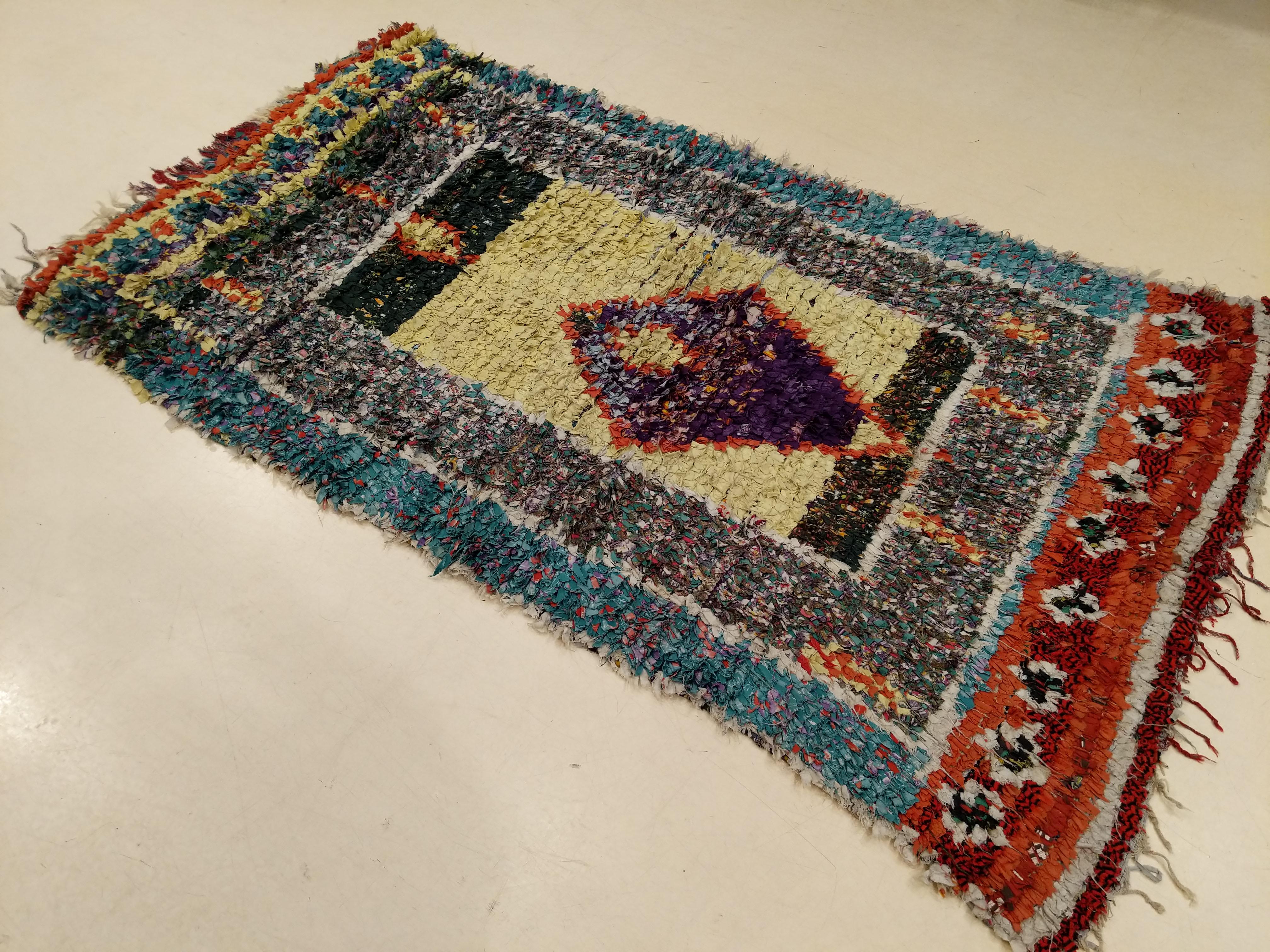 Vintage Moroccan Colorful Abstract Boujad Berber Rug For Sale 1