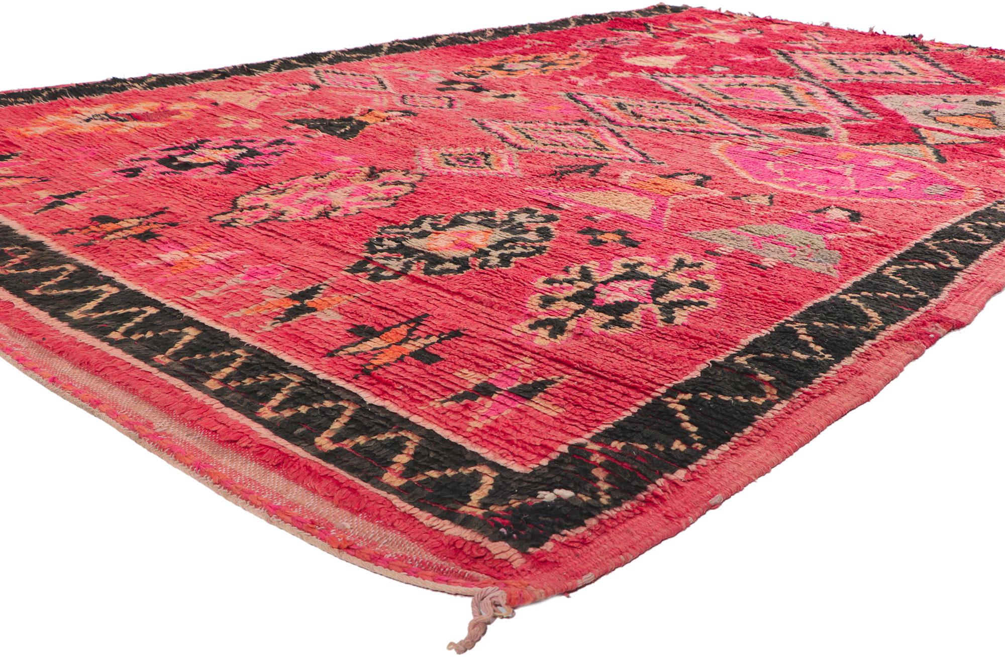 78364 Vintage Berber Moroccan Rug, 06'07 x 10'07.
Showcasing an expressive tribal design, incredible detail and texture, this hand knotted wool vintage Berber Moroccan rug is a captivating vision of woven beauty. The eye-catching geometric pattern