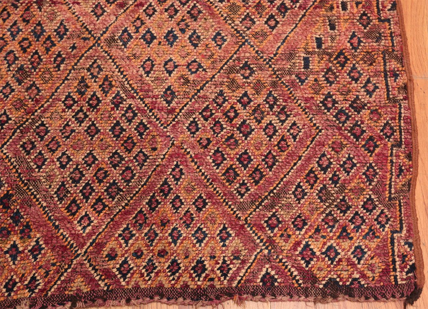 Hand-Knotted Vintage Moroccan Purple Geometric Rug. 4 ft 9 in x 6 ft 8 in For Sale