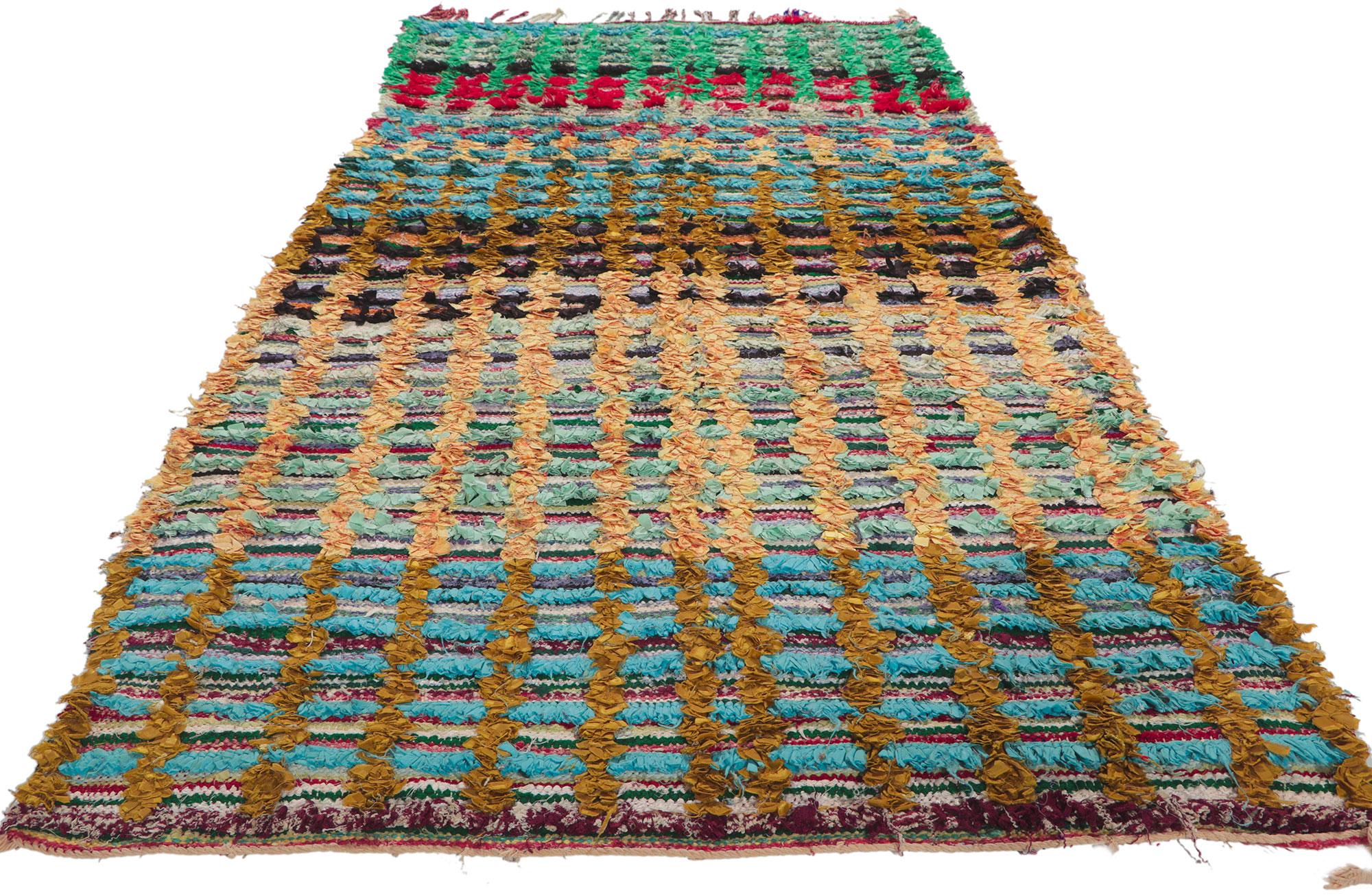 Bauhaus Vintage Moroccan Rag Rug, Berber Boucherouite For Sale