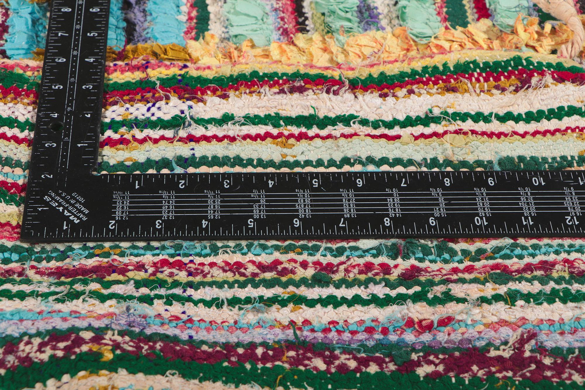 Vintage Moroccan Rag Rug, Berber Boucherouite In Good Condition For Sale In Dallas, TX