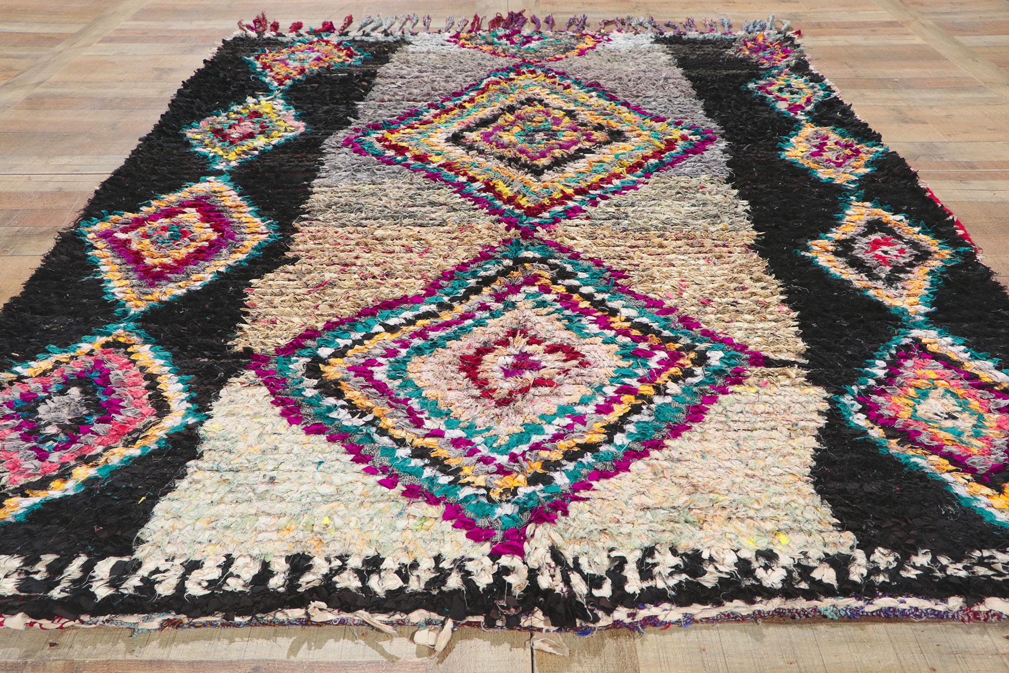 Vintage Moroccan Rag Rug, Berber Boucherouite For Sale 1
