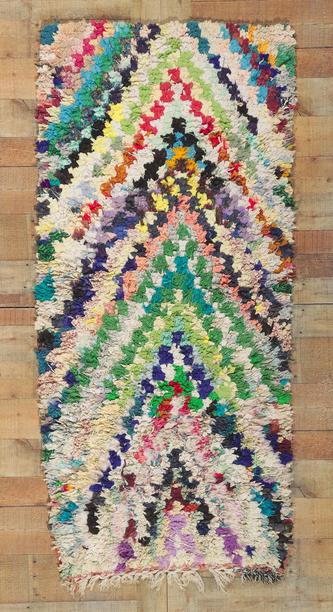 Vintage Moroccan Rag Rug, Berber Boucherouite For Sale 2