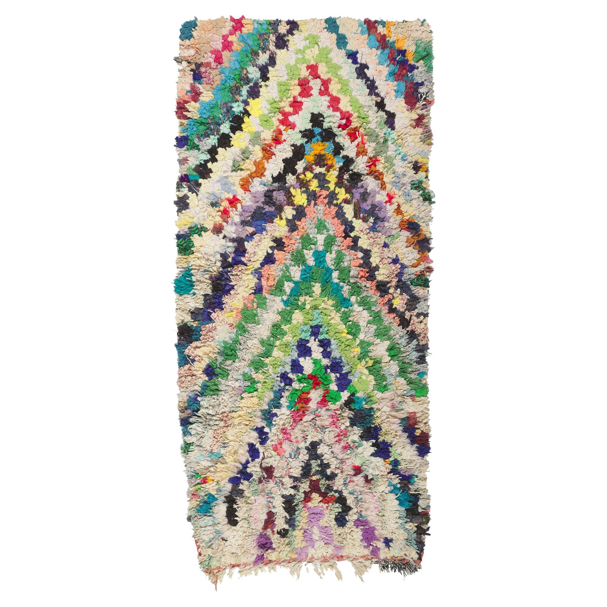 Vintage Moroccan Rag Rug, Berber Boucherouite For Sale