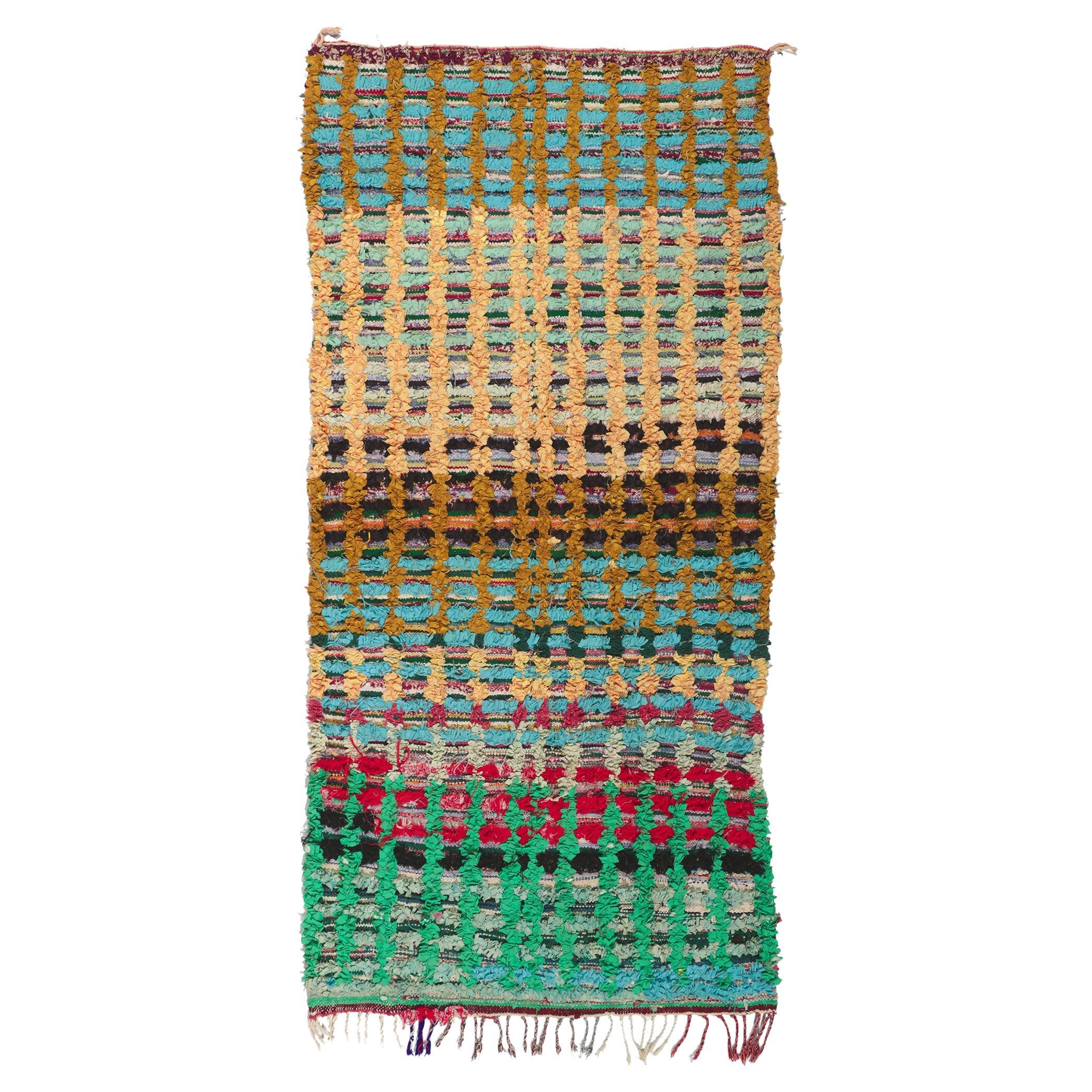 Vintage Moroccan Rag Rug, Berber Boucherouite