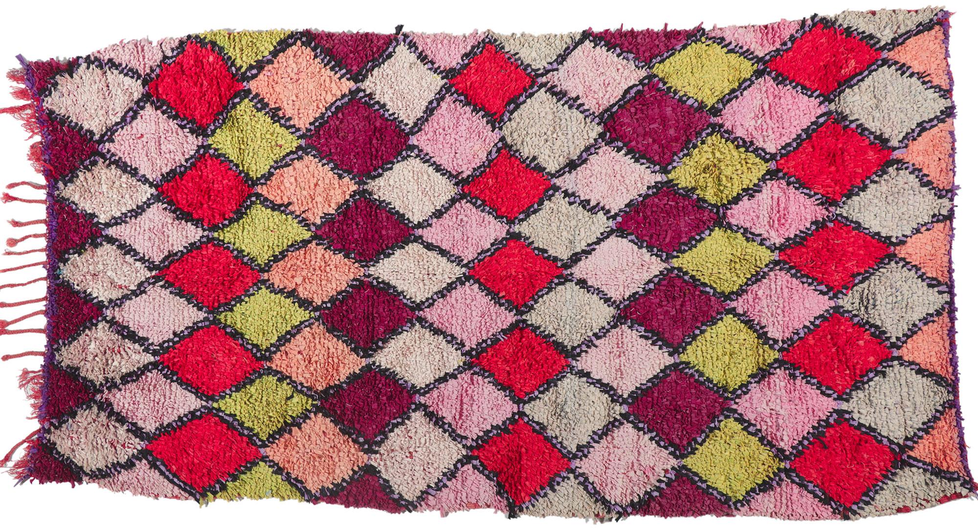 Vintage Marokkanischer Läufer Teppich Boucherouite Berberteppich im Angebot 3
