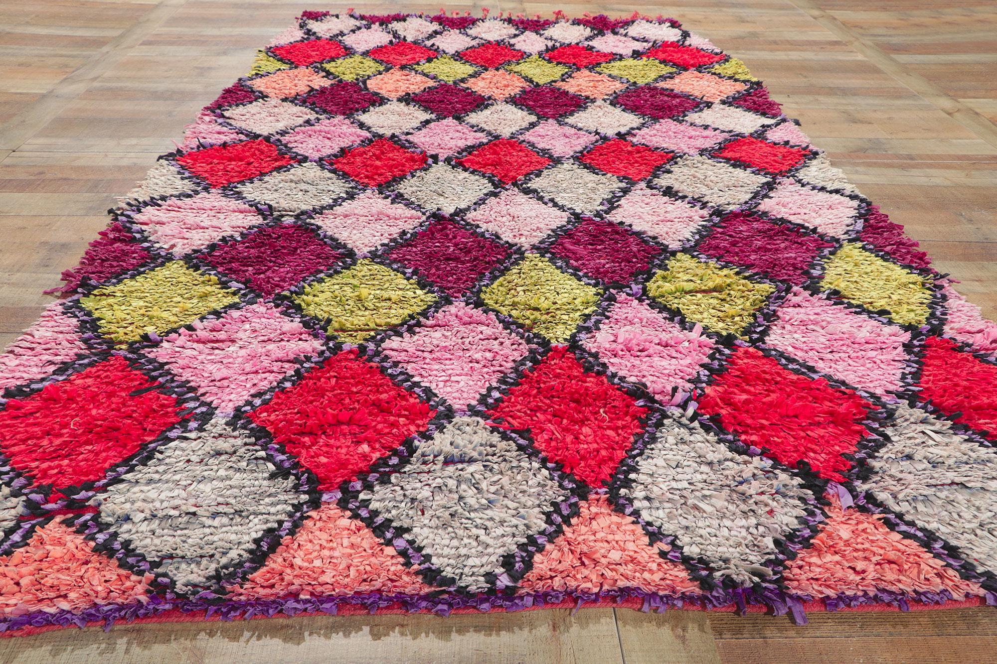 Vintage Moroccan Rag Rug Boucherouite Berber Carpet For Sale 1