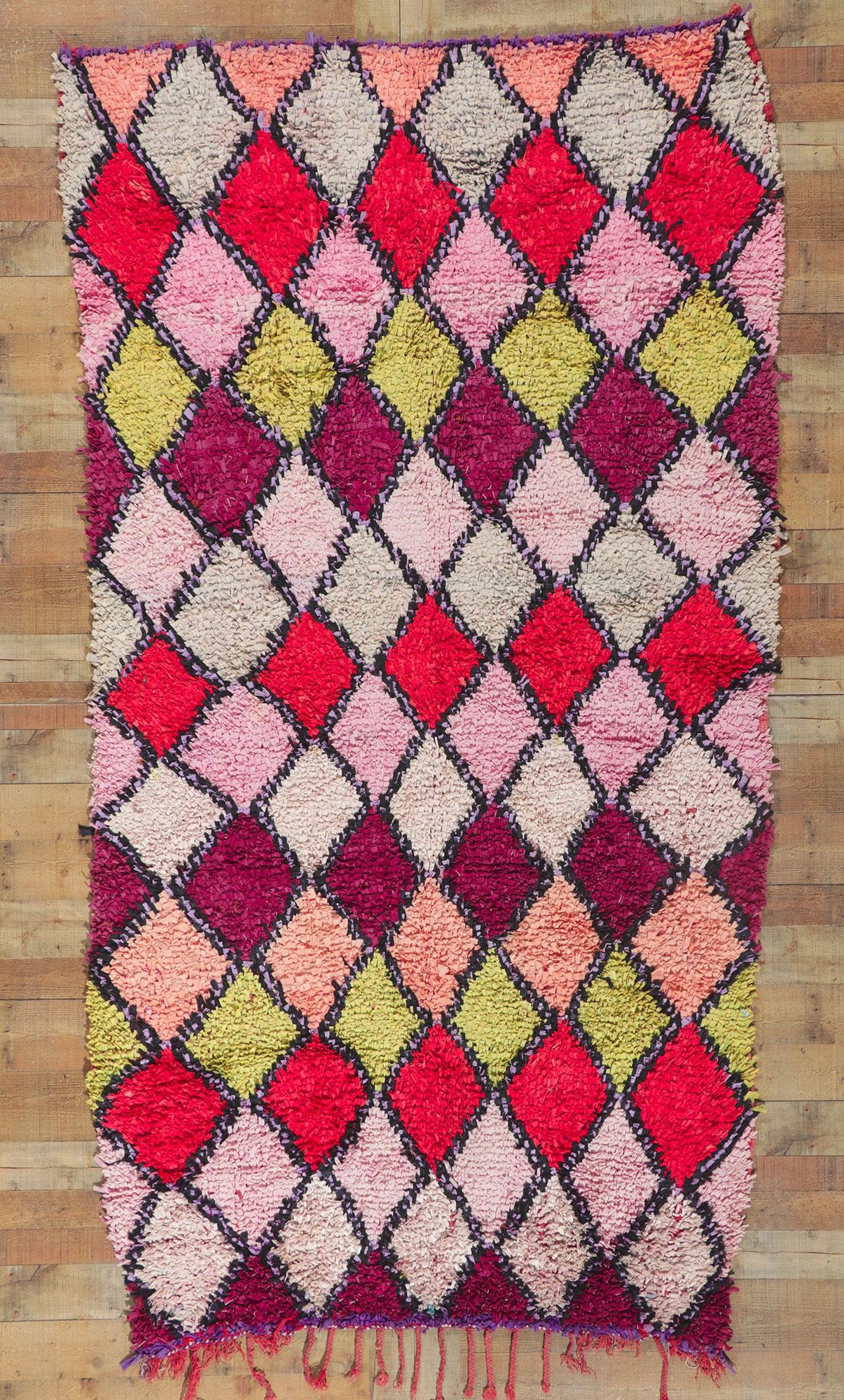 Vintage Moroccan Rag Rug Boucherouite Berber Carpet For Sale 2