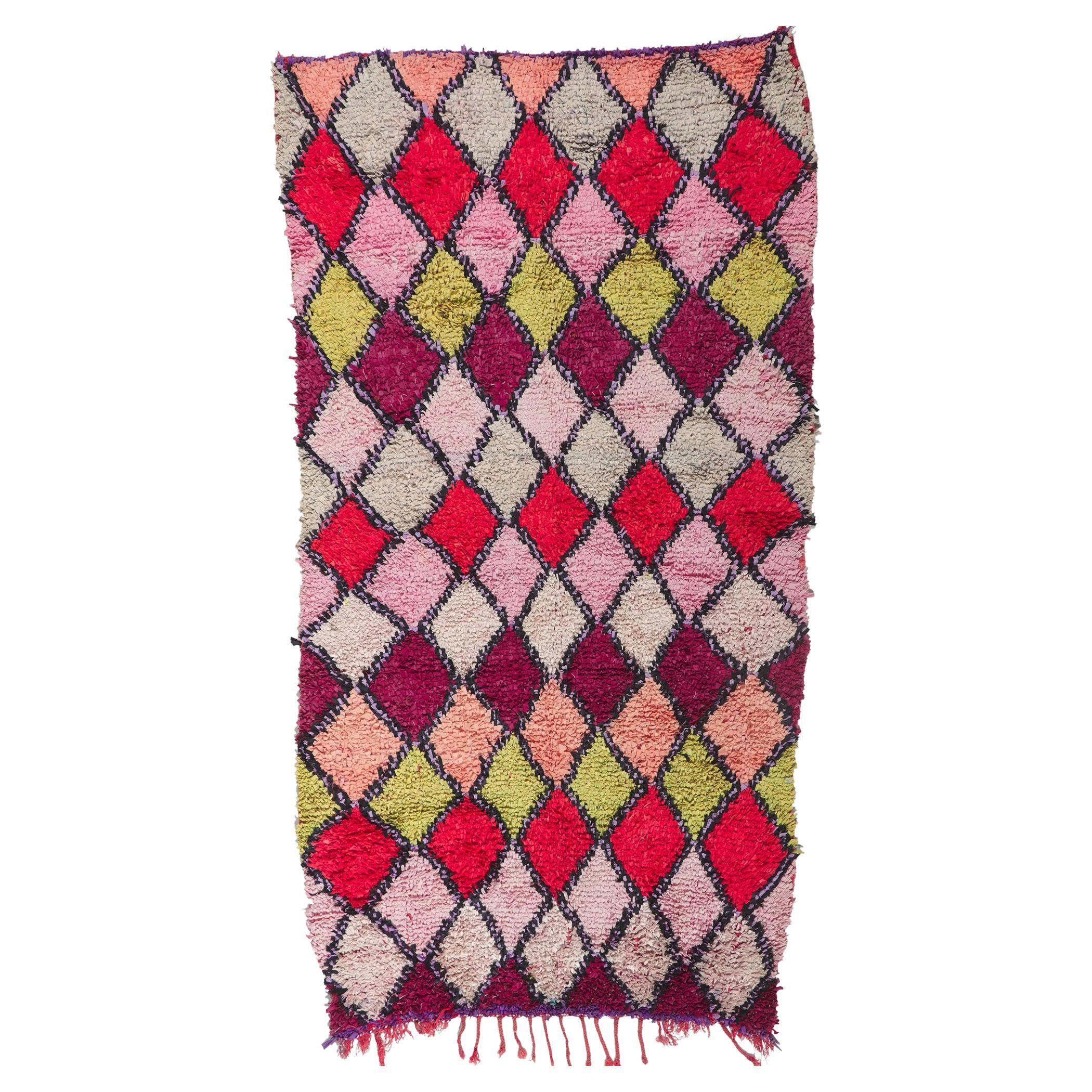 Vintage Moroccan Rag Rug Boucherouite Berber Carpet