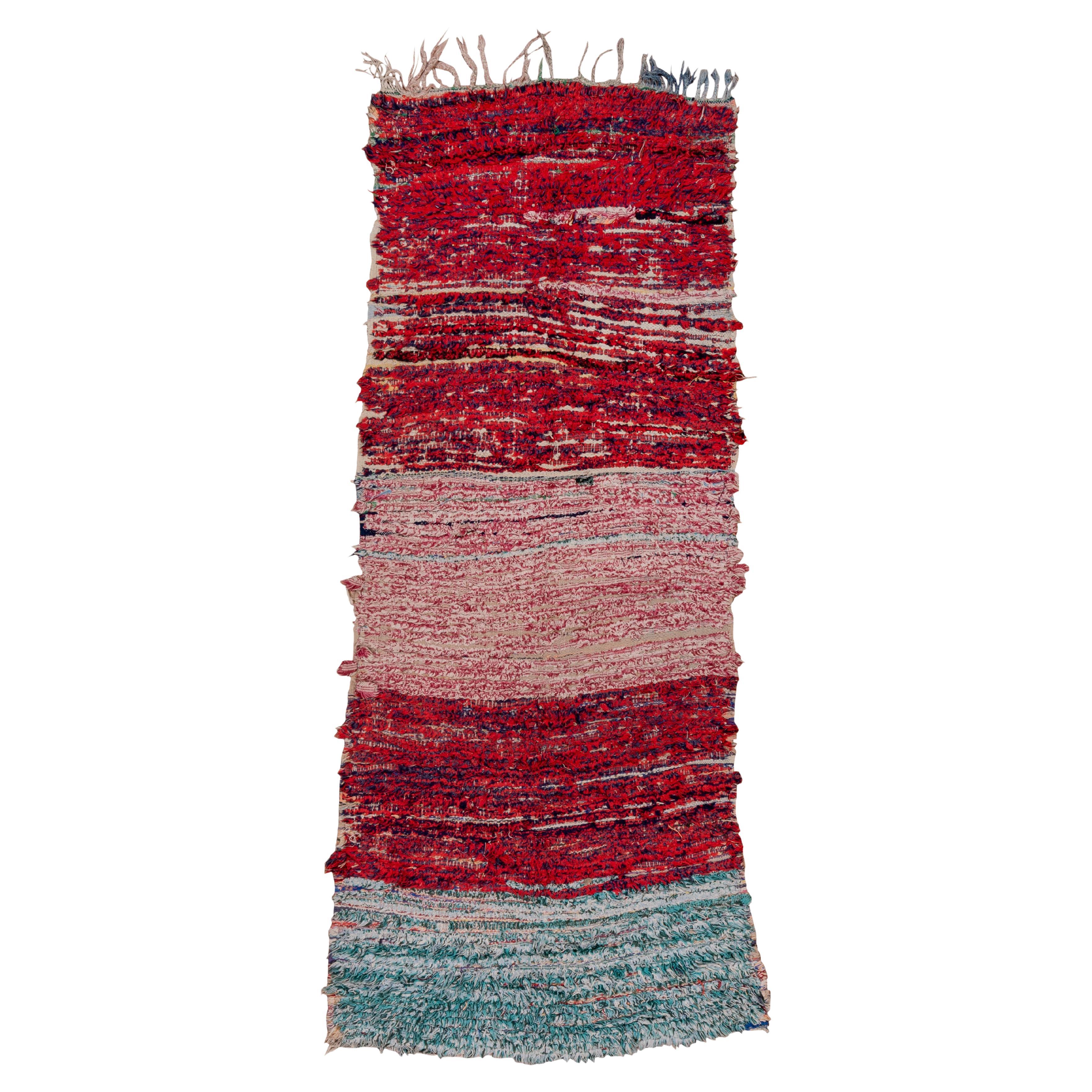 Vintage Marokko Rag Teppich - Multicolor gestreift abstrakt weben