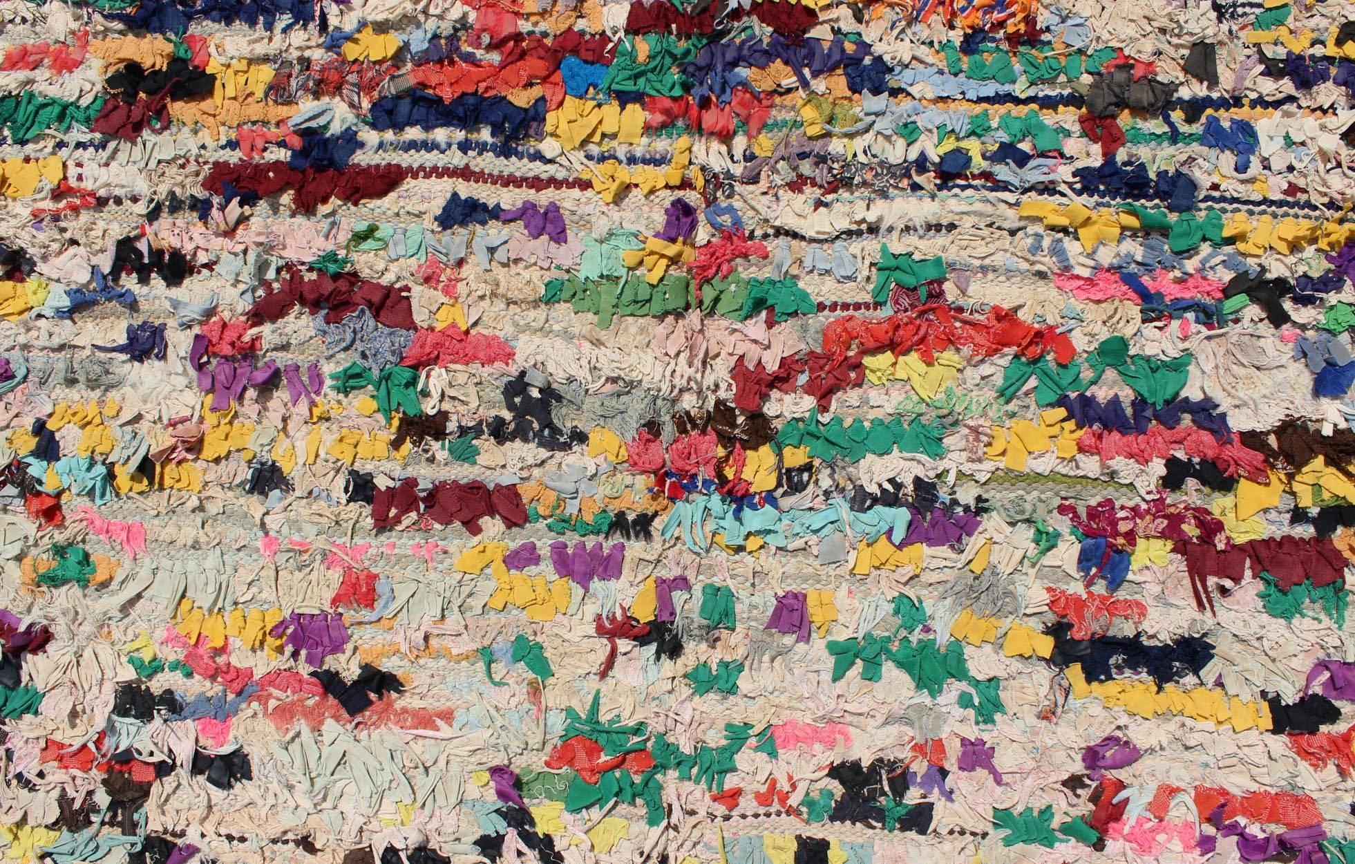 Vintage Moroccan Rag Rug with checkered Design in Multi Colors at 1stDibs