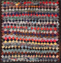 Alfombra Marroquí Vintage de Trapo con Dibujo de Diamantes en Tonos Multicolores 5
5 x 5
10