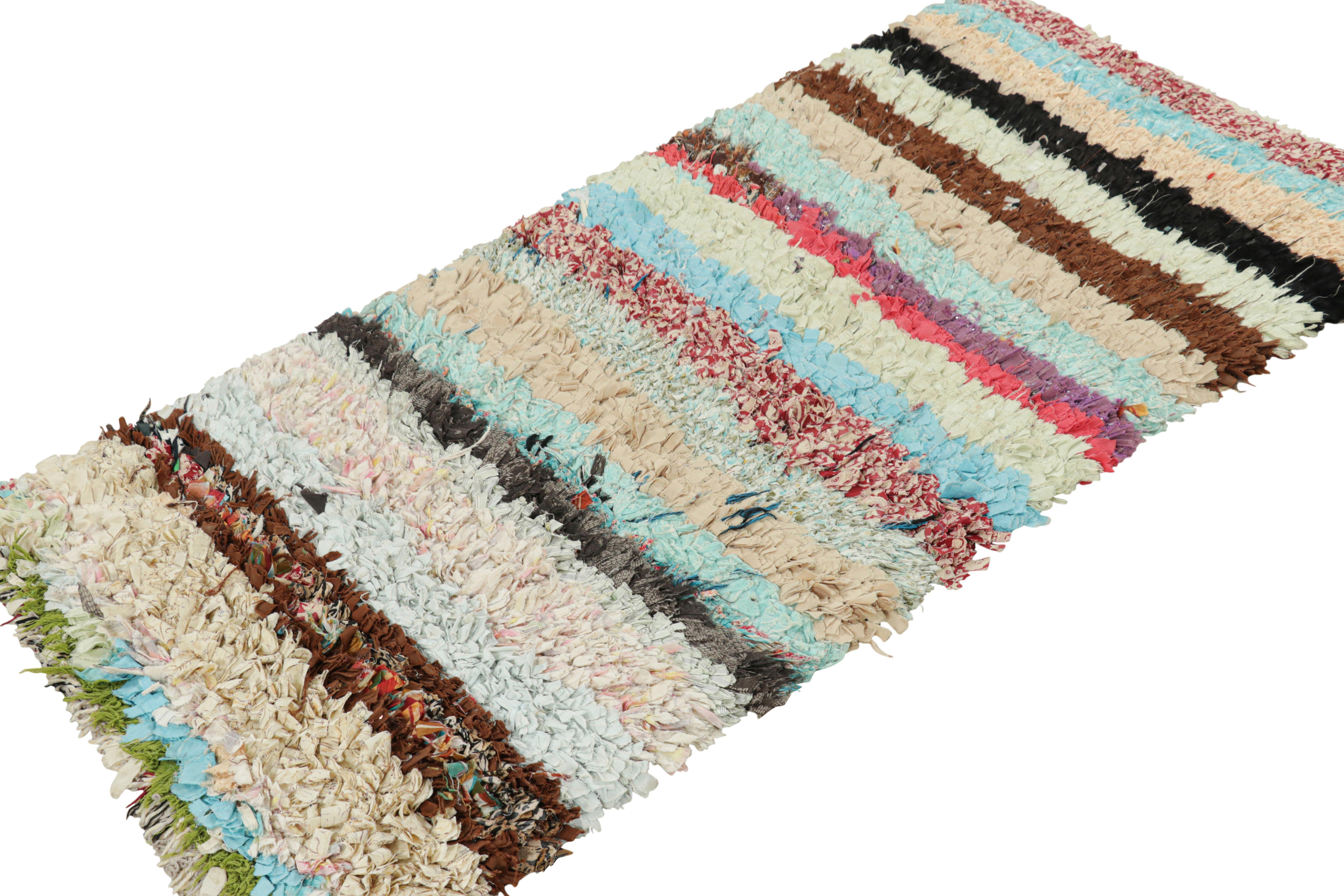 Vintage Moroccan Rag Rug with Polychromatic Stripes, from Rug & Kilim In Good Condition For Sale In Long Island City, NY