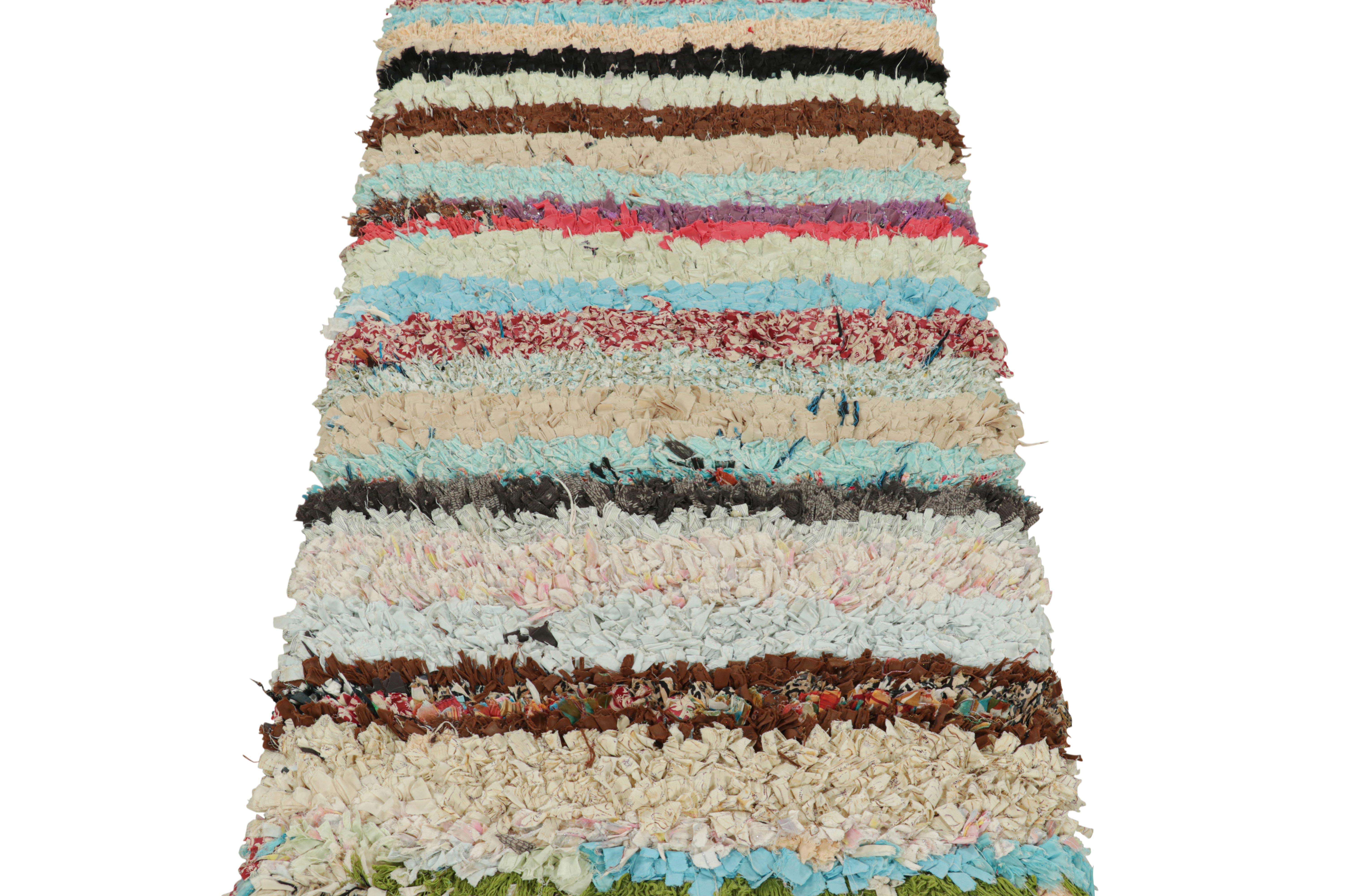 Mid-20th Century Vintage Moroccan Rag Rug with Polychromatic Stripes, from Rug & Kilim For Sale