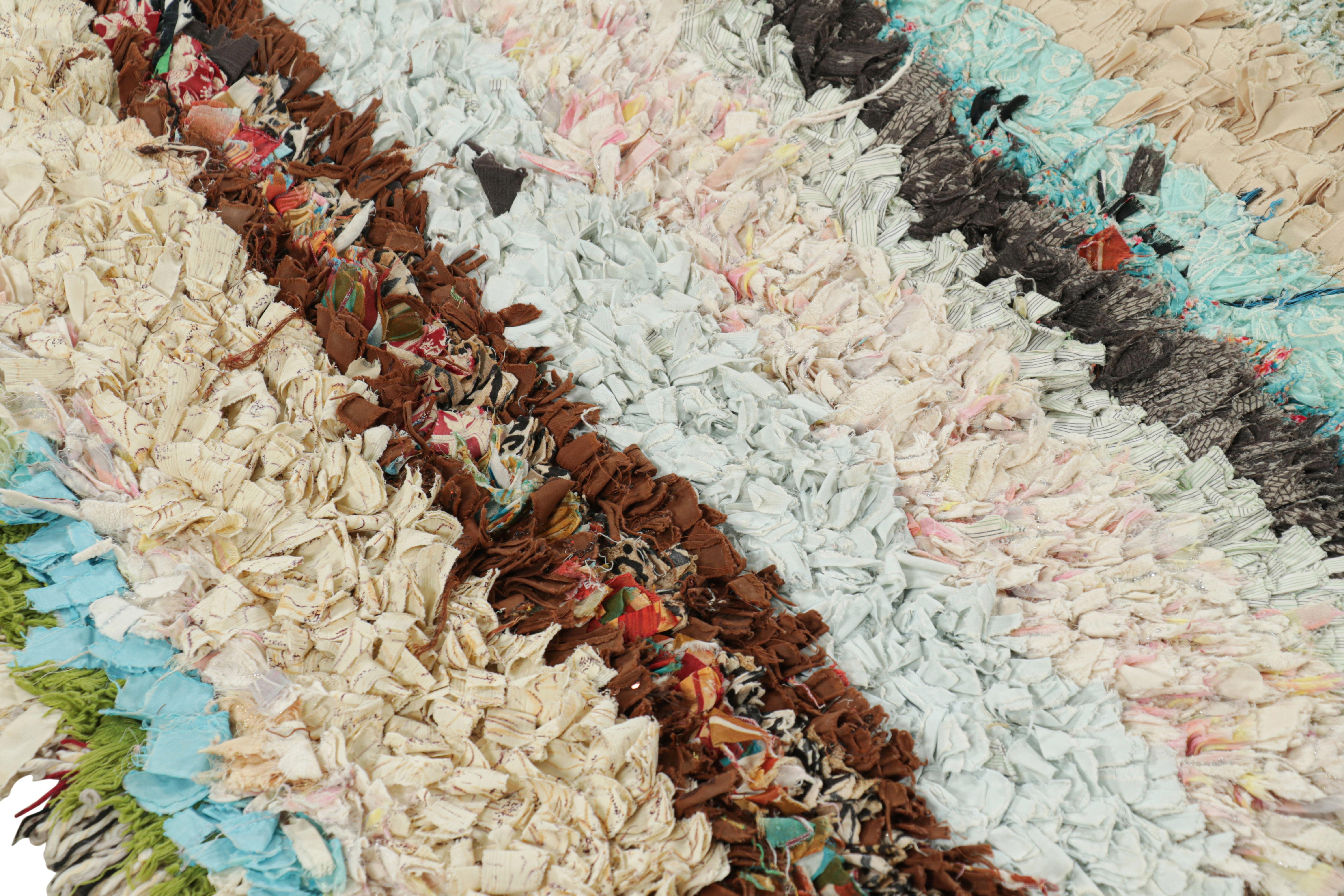 Wool Vintage Moroccan Rag Rug with Polychromatic Stripes, from Rug & Kilim For Sale