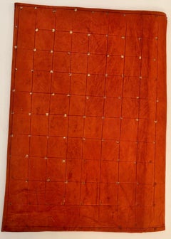 Porte-documents vintage en cuir gaufré rouge et or du Maroc