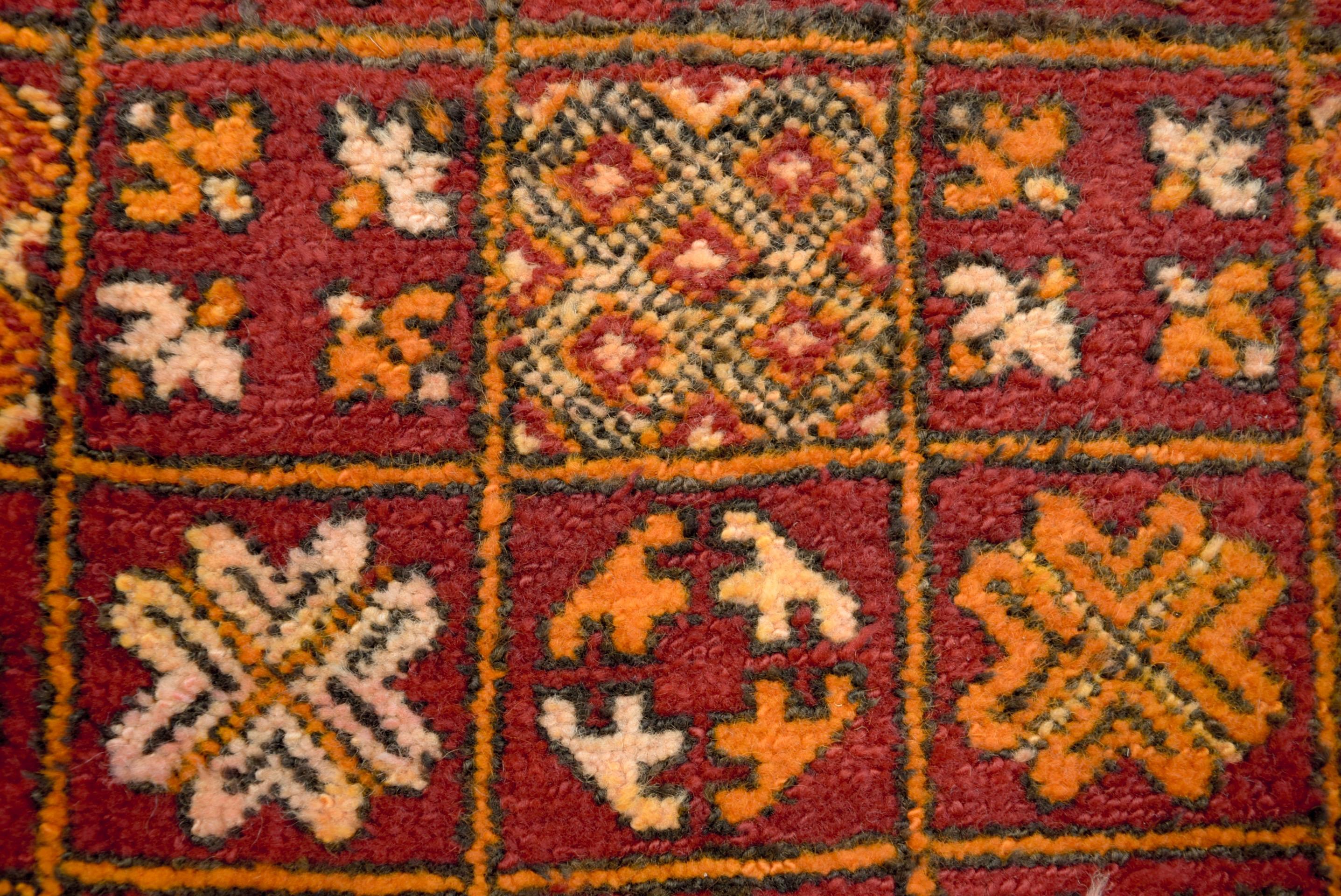Late 20th Century Vintage Moroccan Red Boujad Berber Handwoven Wool Floor Rug For Sale