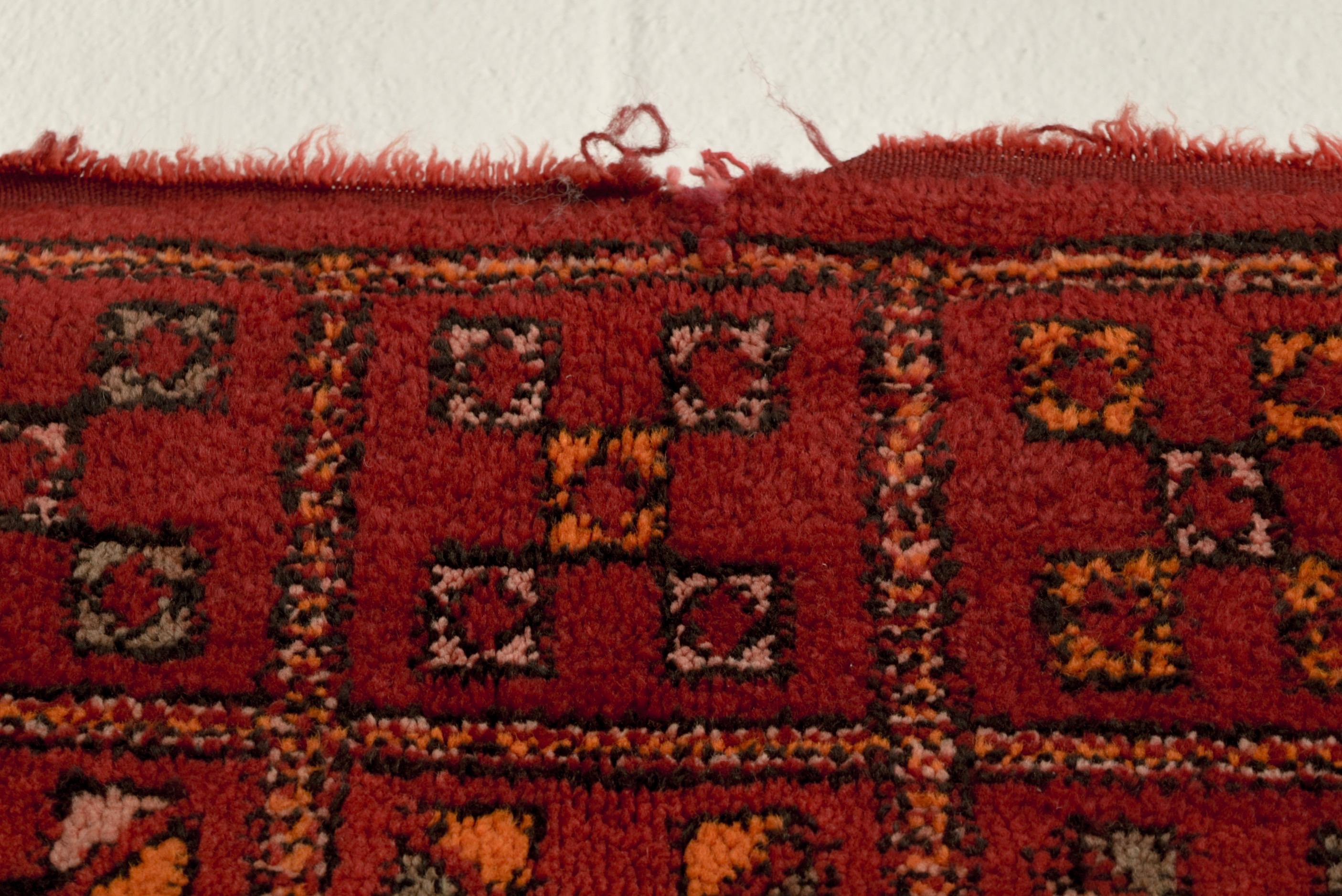 Vintage Moroccan Red Boujad Handwoven Wool Floor Rug For Sale 3