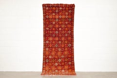 Vintage Moroccan Boujad Handwoven Wool Rug Runner, Circa 1970