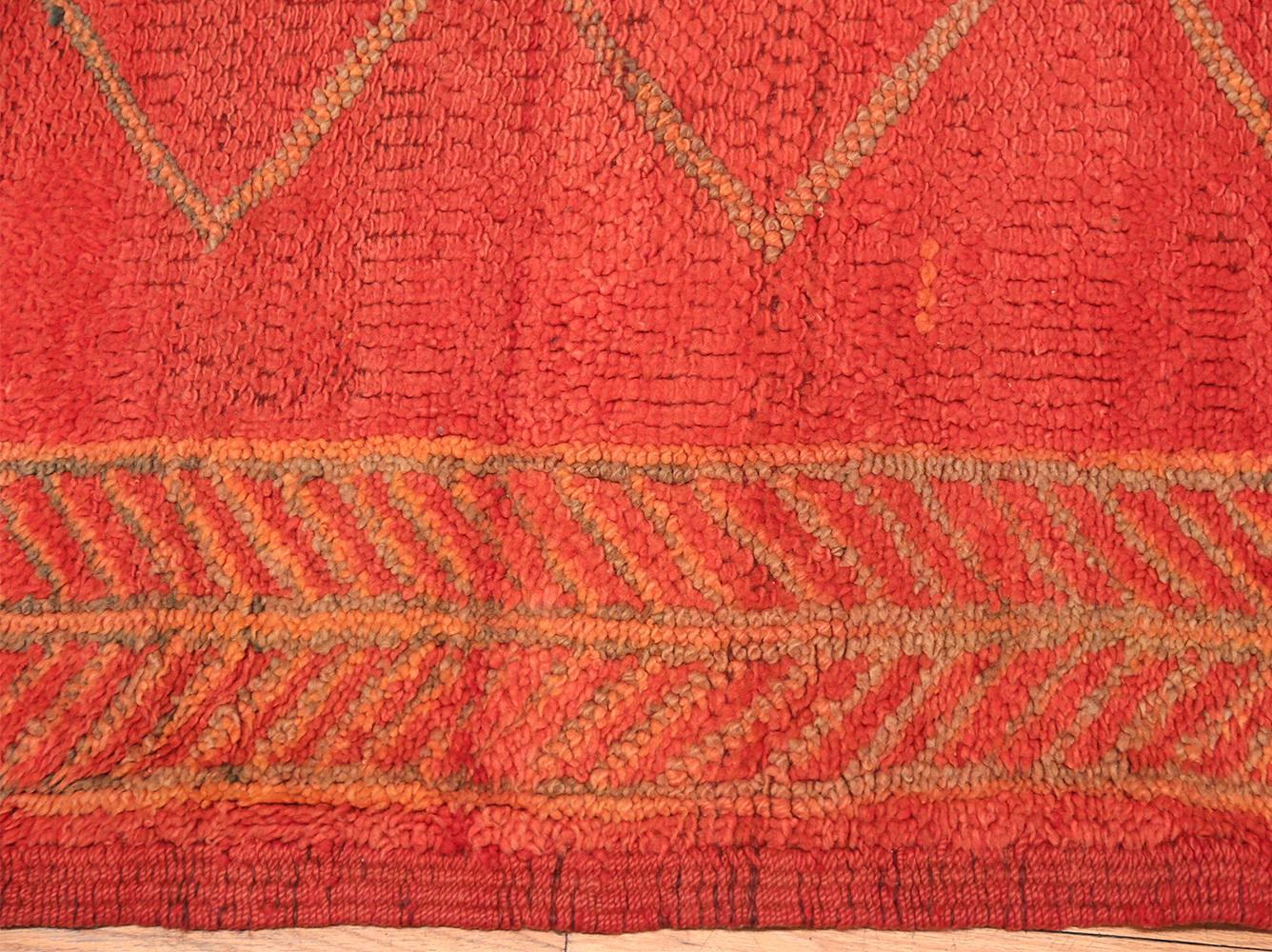 Beautiful vintage Moroccan red rug, country of origin: Morocco, date circa mid-20th century. Size: 5 ft. 6 in x 11 ft. 8 in (1.68 m x 3.56 m).