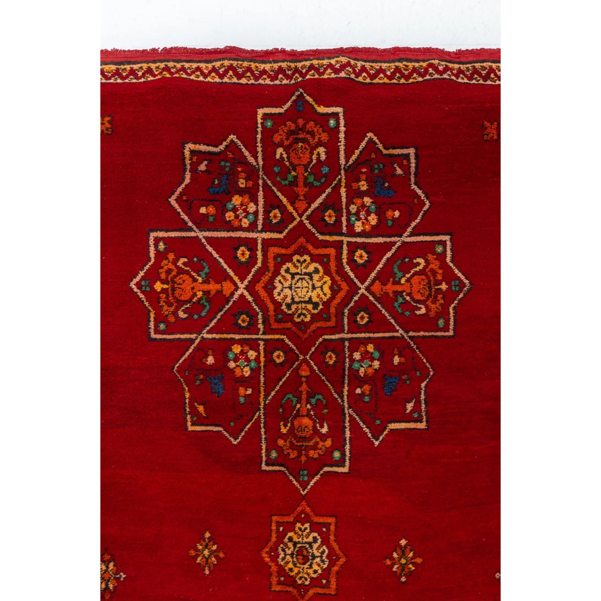 Vintage Moroccan Red Wool Floor Rug For Sale 4