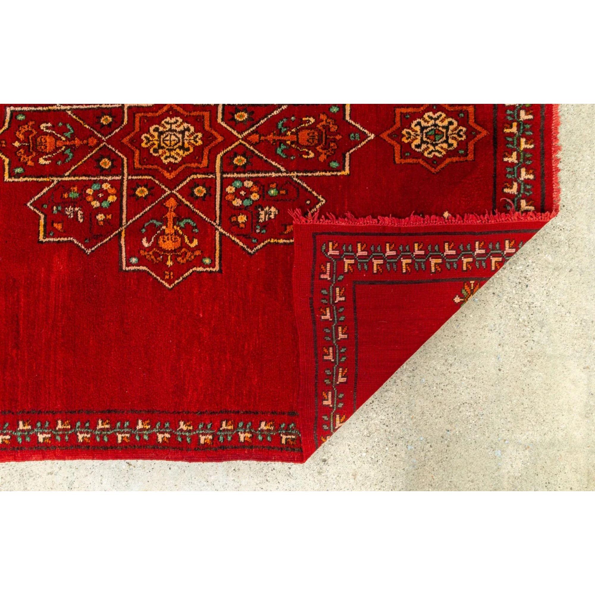 Vintage Moroccan Red Wool Floor Rug For Sale 5
