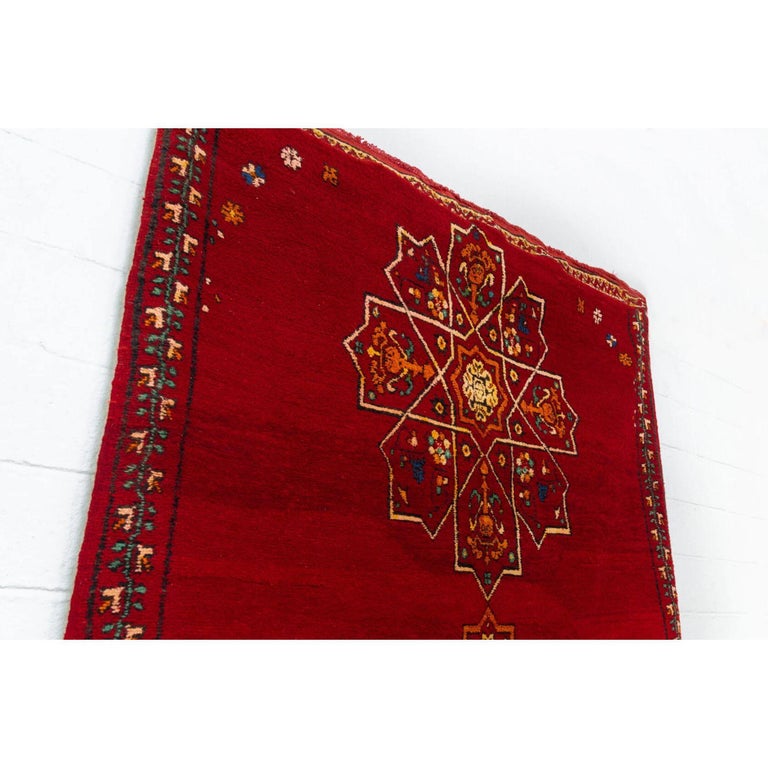 Vintage Moroccan Red Wool Floor Rug For Sale at 1stDibs