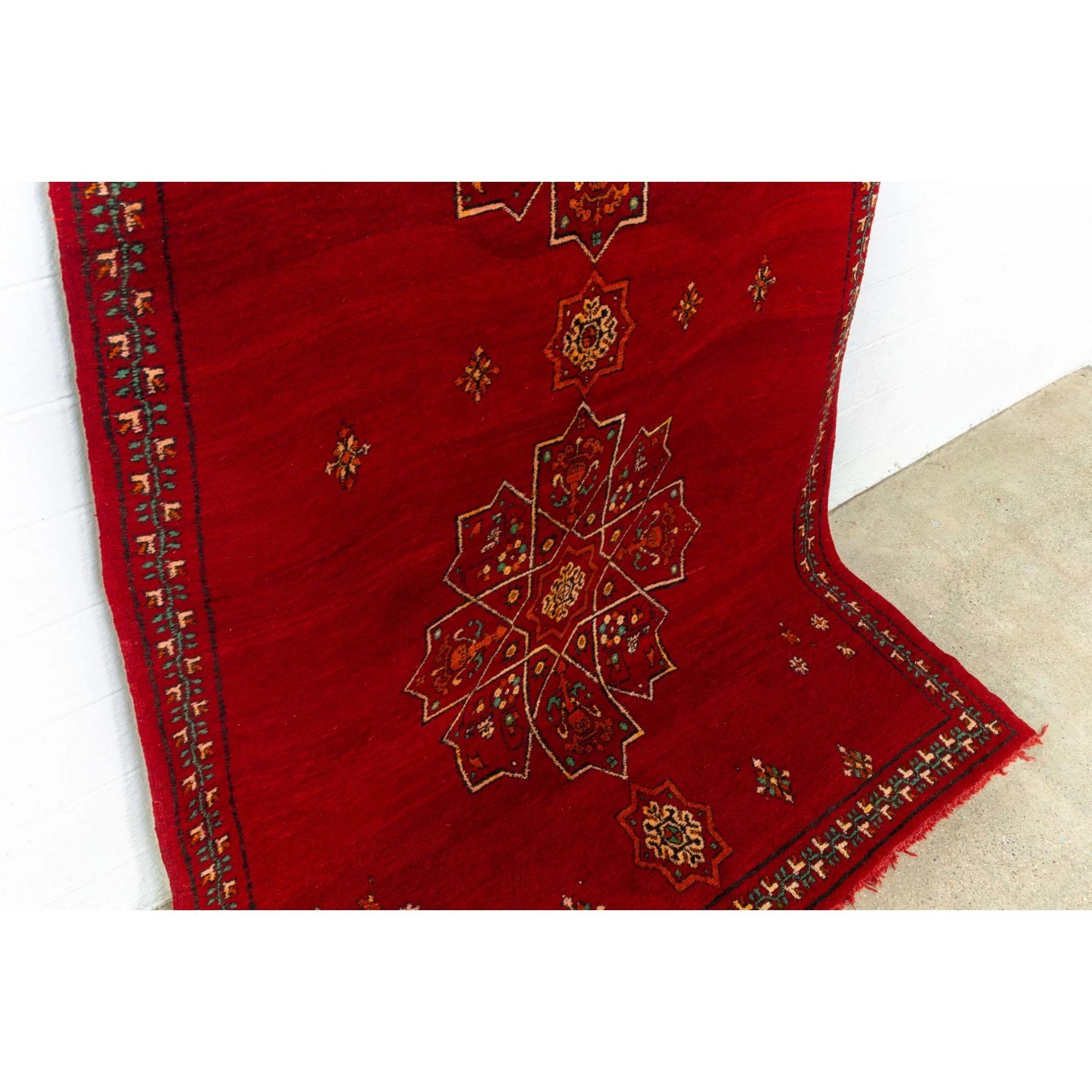 Vintage Moroccan Red Wool Floor Rug For Sale 2