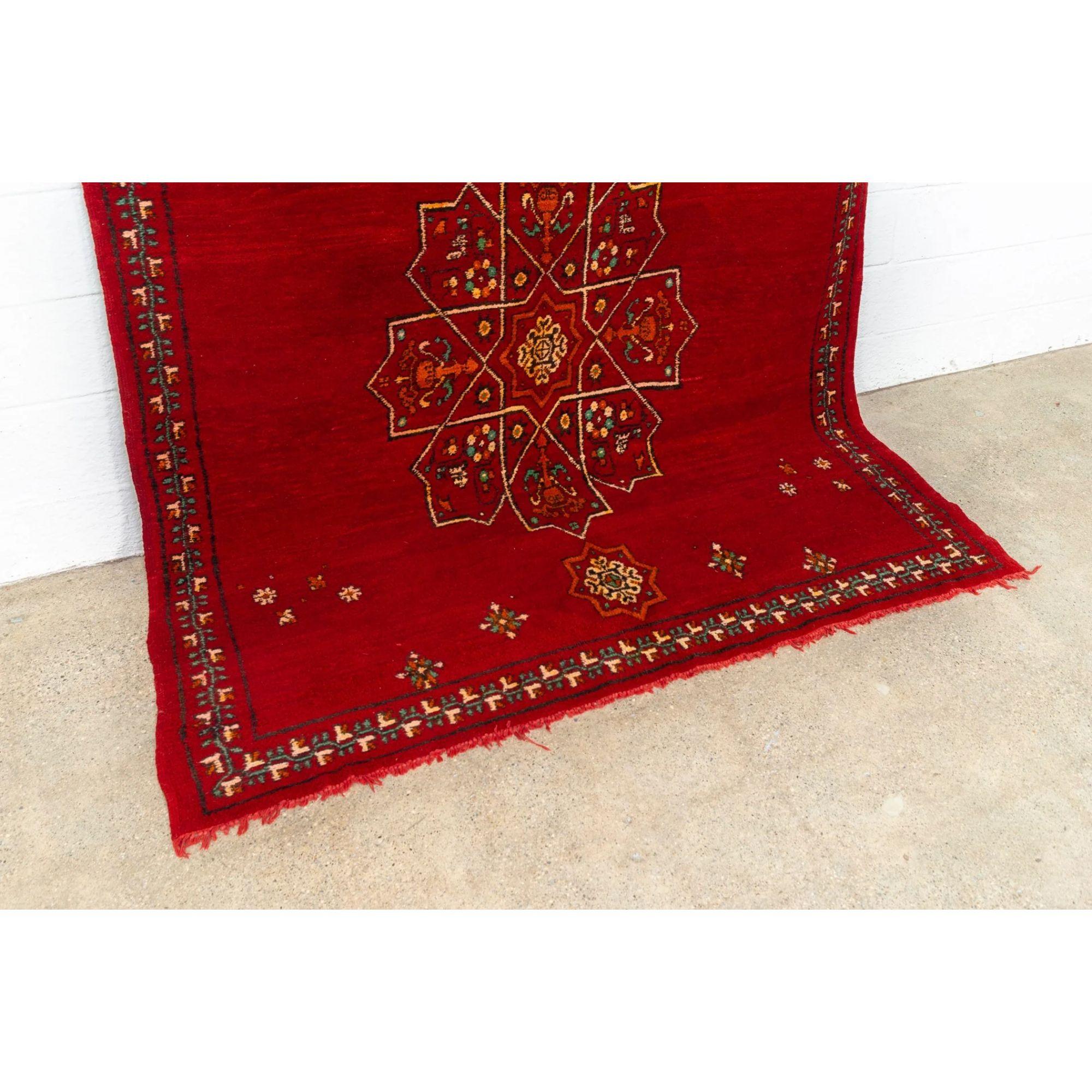 Vintage Moroccan Red Wool Floor Rug For Sale 3