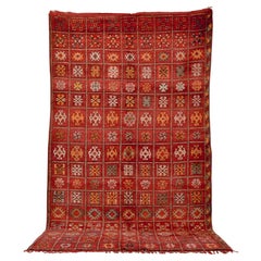 Tapis de sol marocain vintage tribal rouge