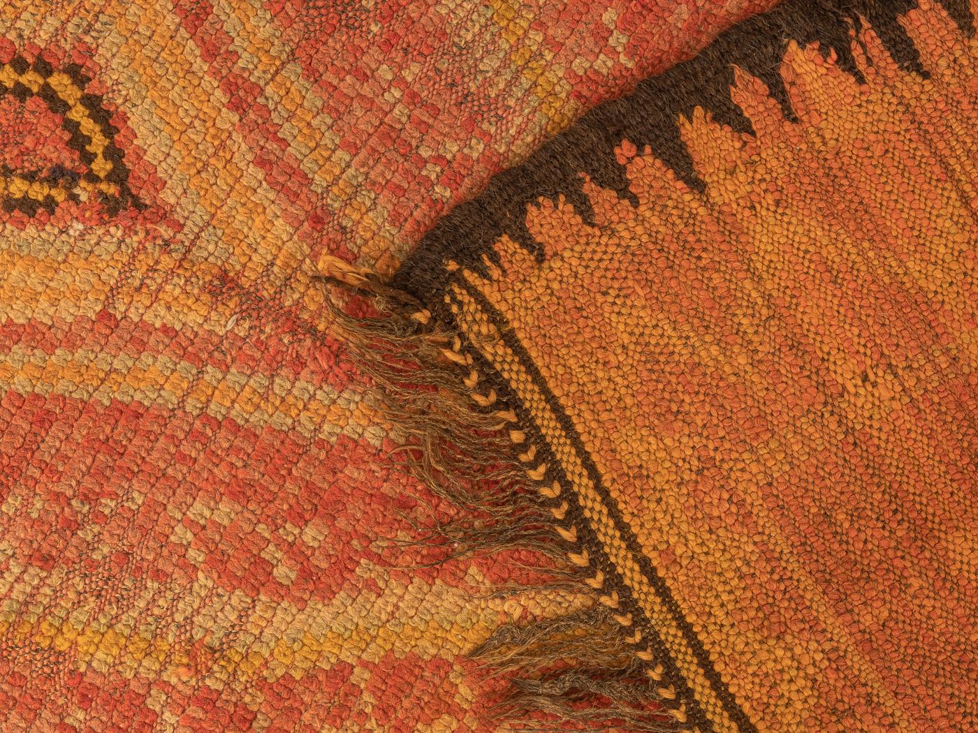 Wool  Vintage Moroccan Rehamna Berber Rug Haouz of Marrakesh Red Orange Brown For Sale