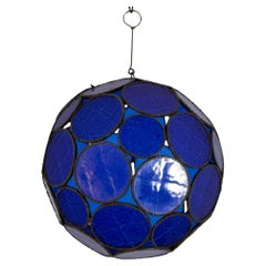 Farol Vintage Marroquí Azul Real de Cristal Orbe Morisco