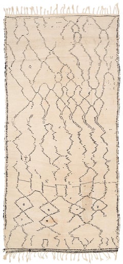 Authentic Vintage Berber Minimalist Midcentury Modern Moroccan Rug Wool