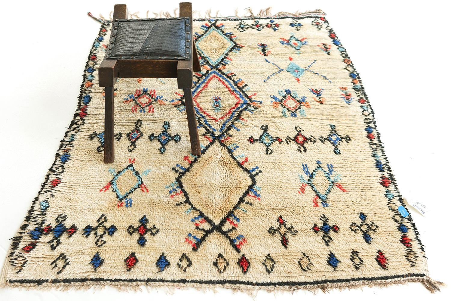 Hand-Knotted Vintage Moroccan Rug Azilal Tribe Atlas Collection For Sale