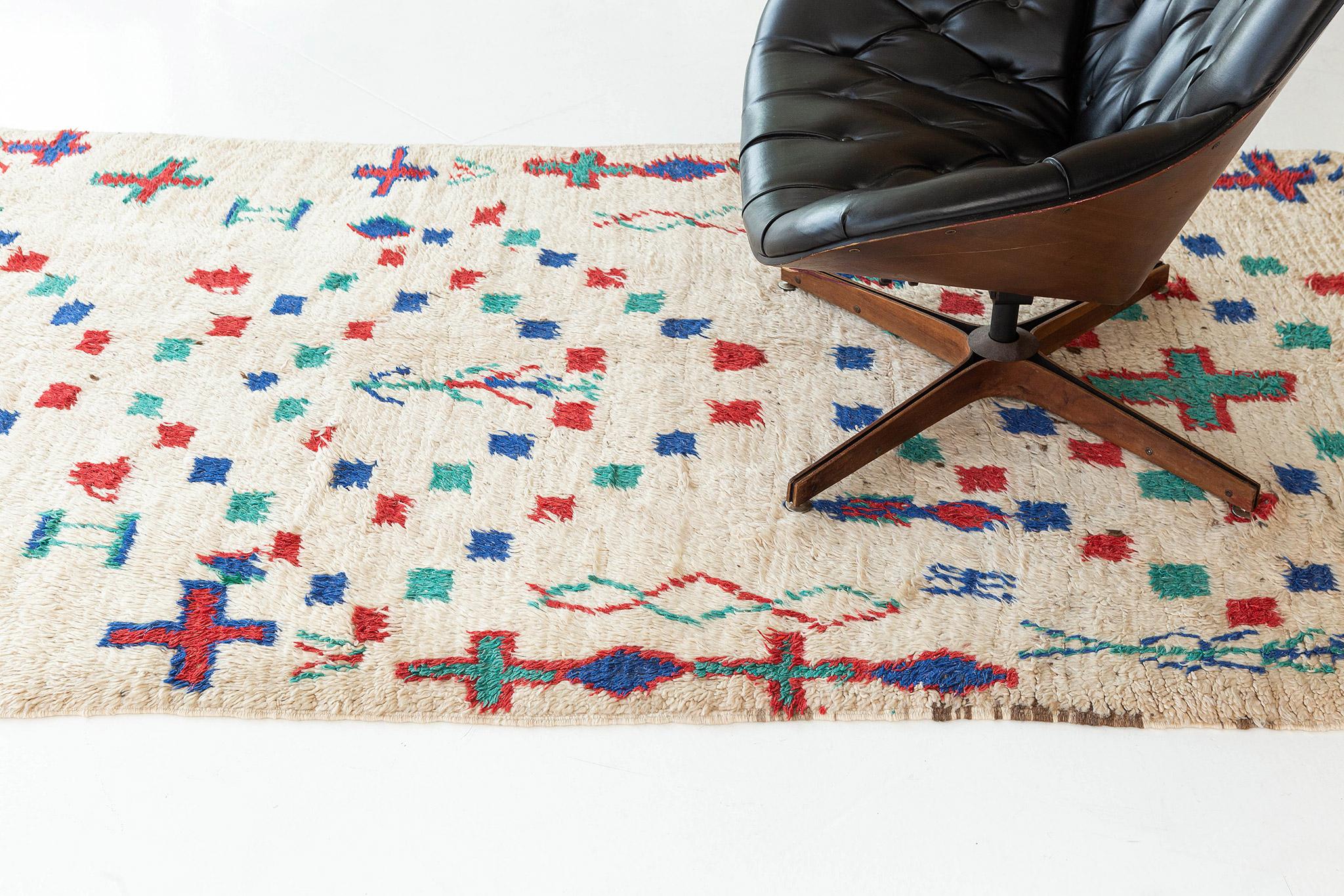 Alfombra marroquí vintage Azilal Tribu Colección Atlas Anudado a mano en venta