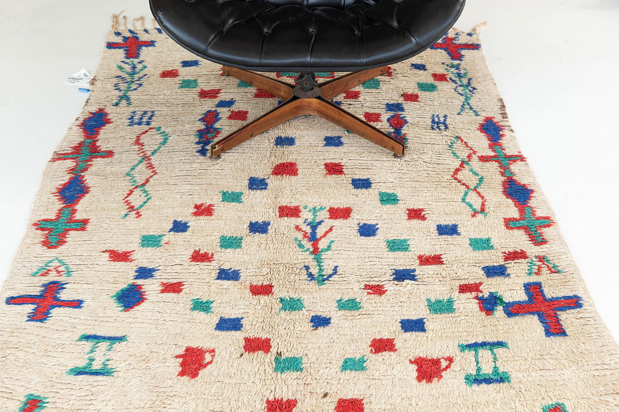 Alfombra marroquí vintage Azilal Tribu Colección Atlas mediados del siglo XX en venta