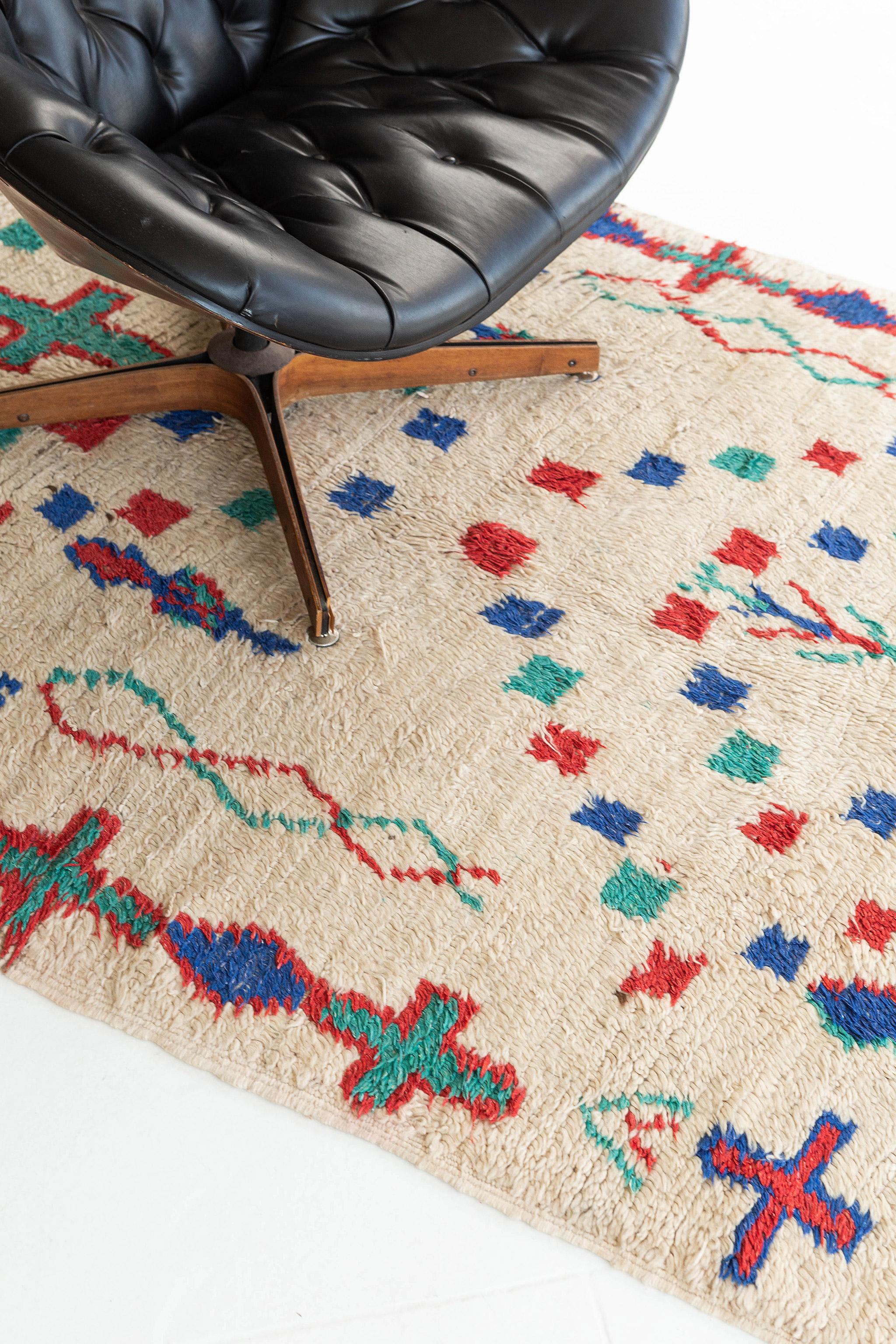 Alfombra marroquí vintage Azilal Tribu Colección Atlas Lana en venta