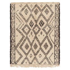 Tappeto marocchino vintage, beige con motivi geometrici a diamante nero - Rug 
Kilim