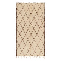 Marokkanischer Vintage-Teppich, Beige mit braunen, geometrischen Rautenmustern - Rug 
Kilim