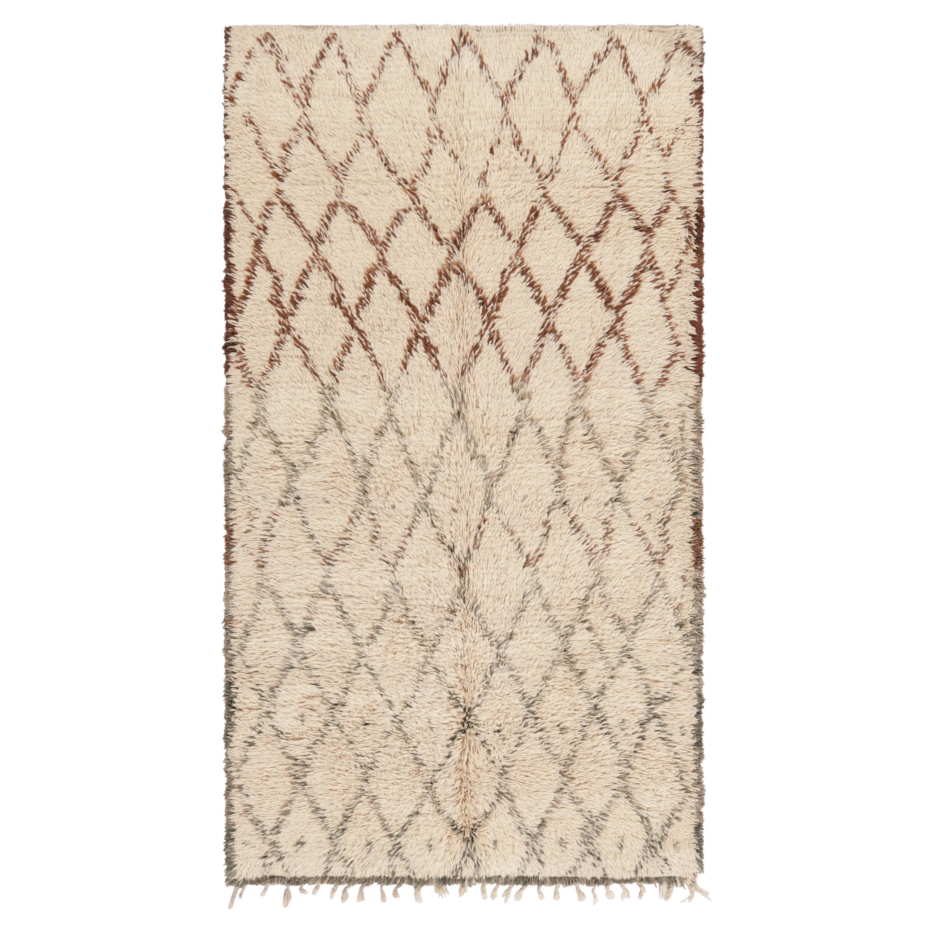 Tappeto marocchino vintage, beige con motivi geometrici a rombi marroni - Rug
Kilim